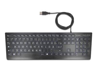 DELOCK USB Tastatur kabelgebunden 1,5 m schwarz mit XXL Bstb Eingabe / Ausgabe Mäuse & Tastaturen