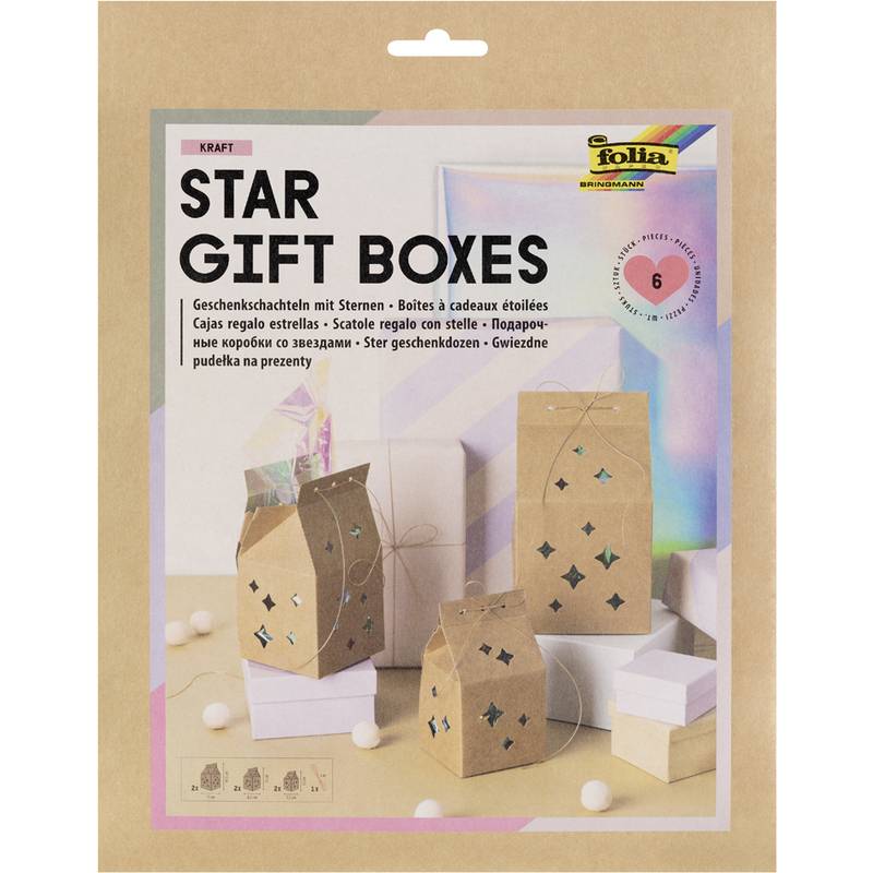 folia Geschenkschachtel-Set "Star gift boxes", Kraftpapier