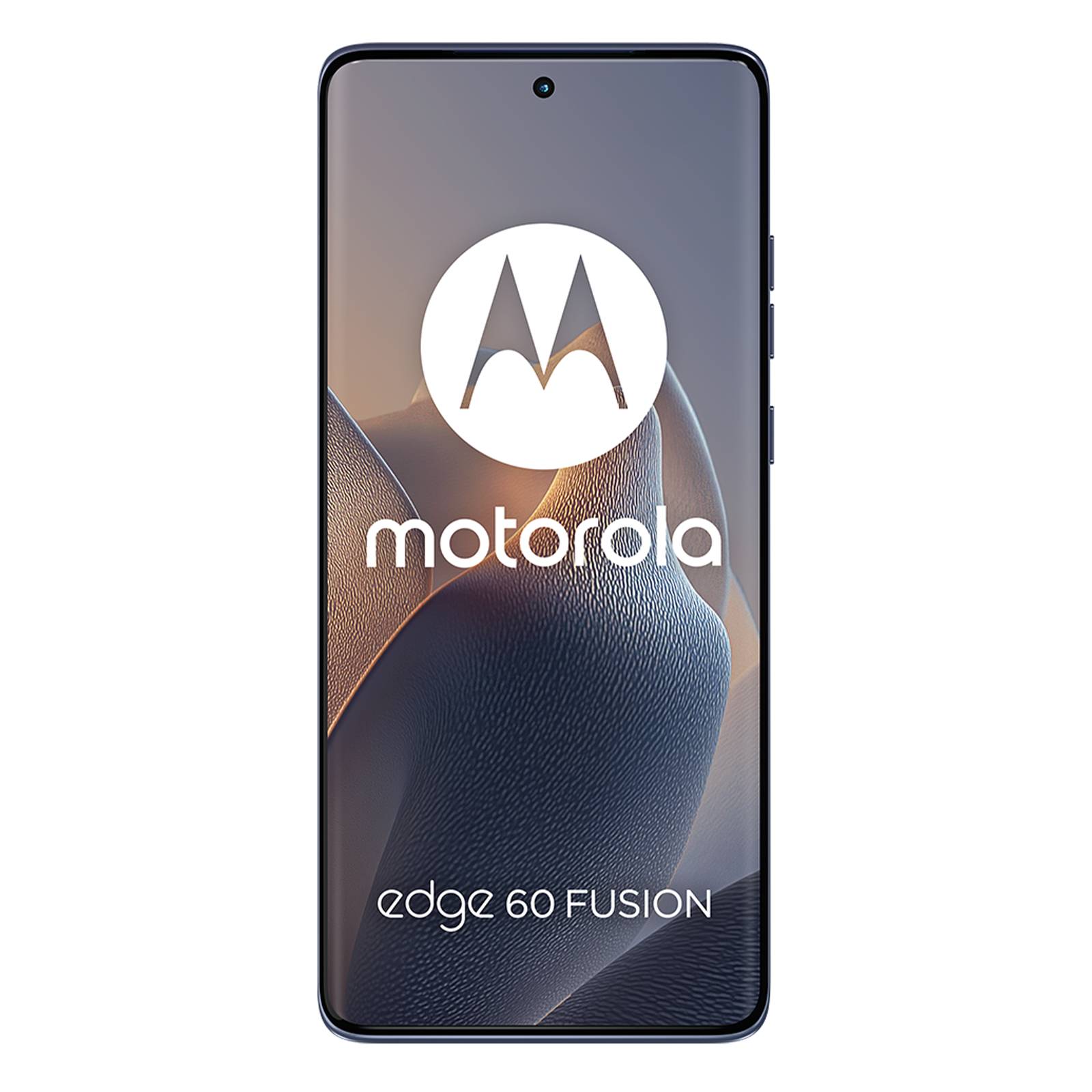 Motorola Edge 60 Fusion Smartphone von vorne gezeigt, mit Motorola-Logo und dem Text 