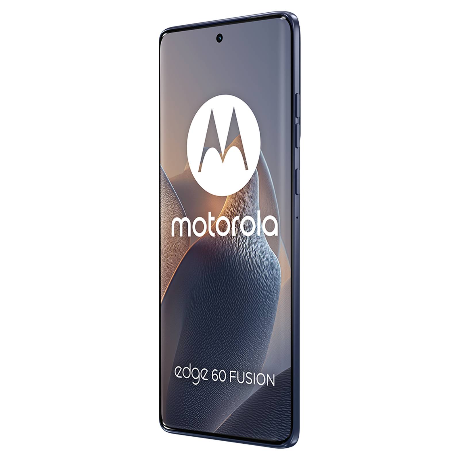 Motorola Edge 60 Fusion Smartphone von vorne gezeigt mit Motorola-Logo und „edge 60 FUSION"-Text auf dem Bildschirm.