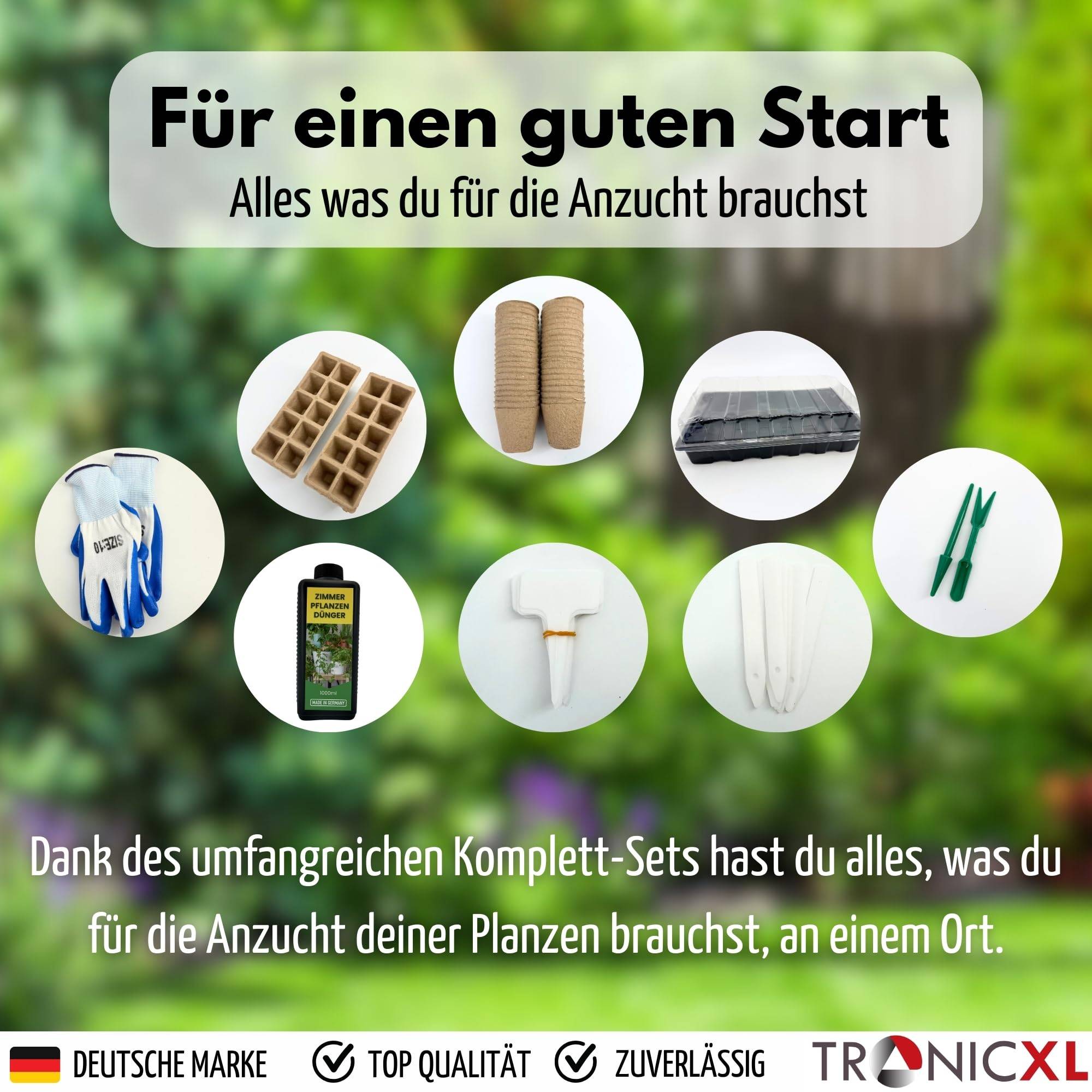 Zimmerpflanzendünger Dünger + Zimmergewächshaus Set Anzuchtkasten Anzucht Set Starter + Pflanztöpfe + Werkzeug + Handschuhe für Samen Steckling A