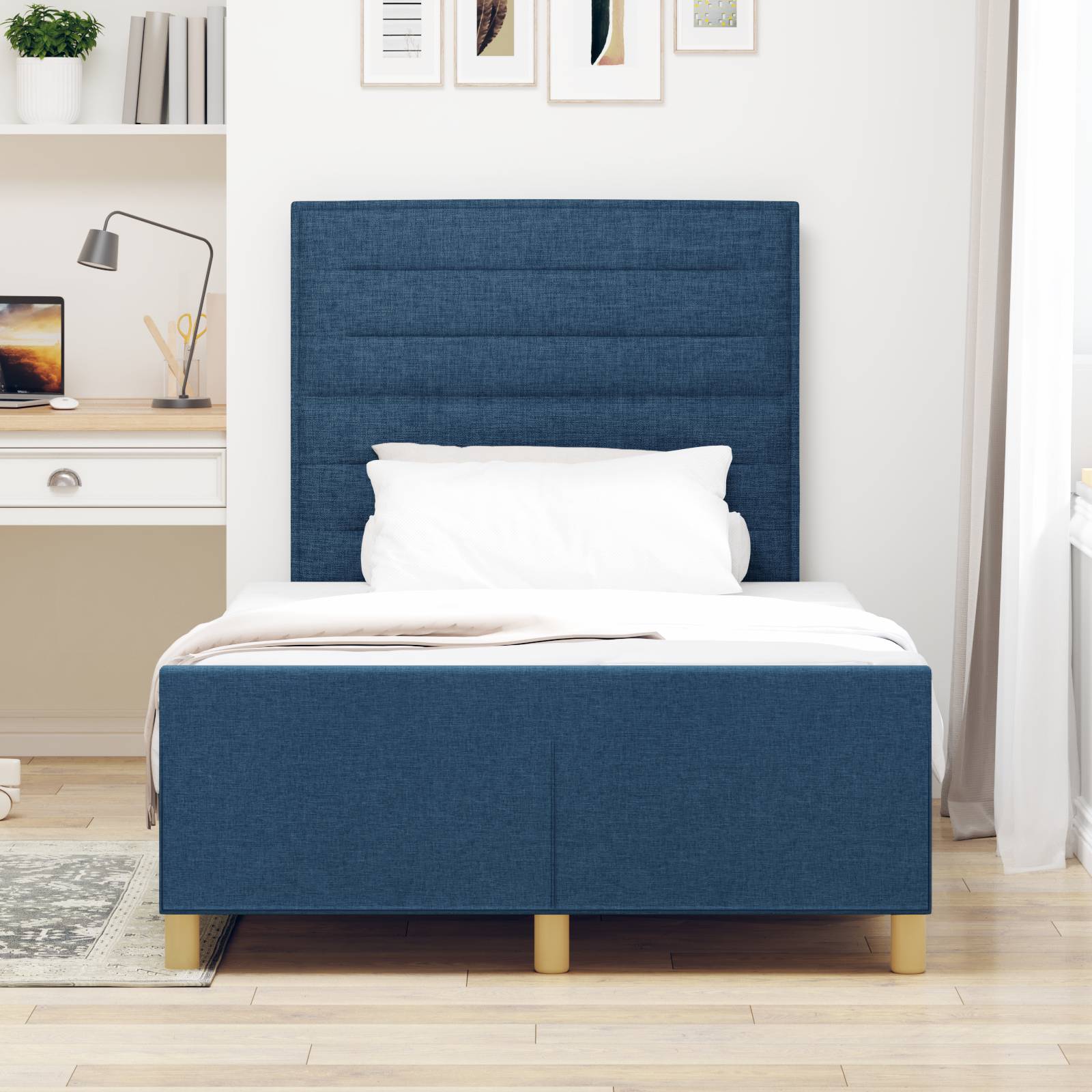 vidaXL Bettgestell Blau 120x200 cm Stoff