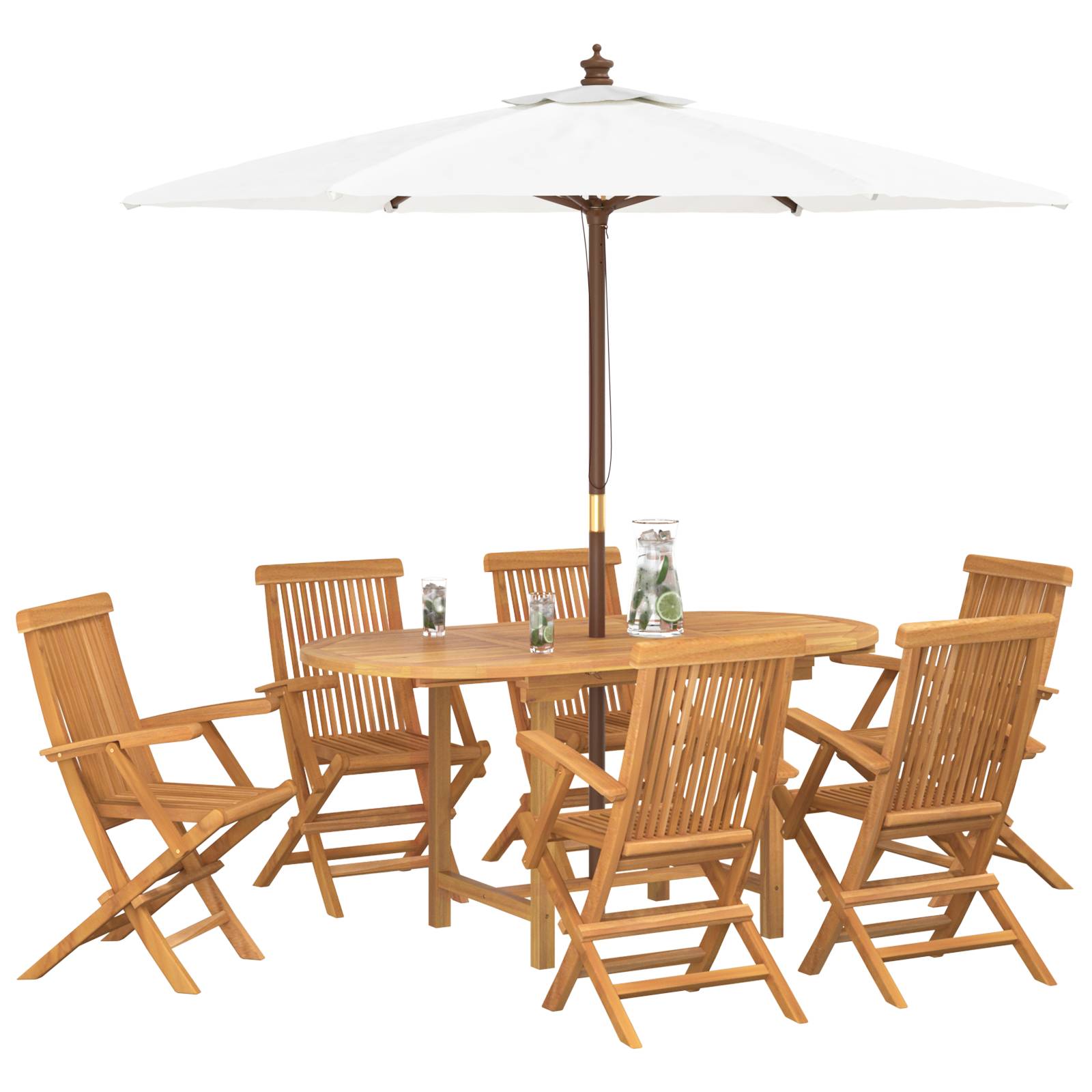 vidaXL 7-tlg. Garten-Essgruppe Massivholz Teak