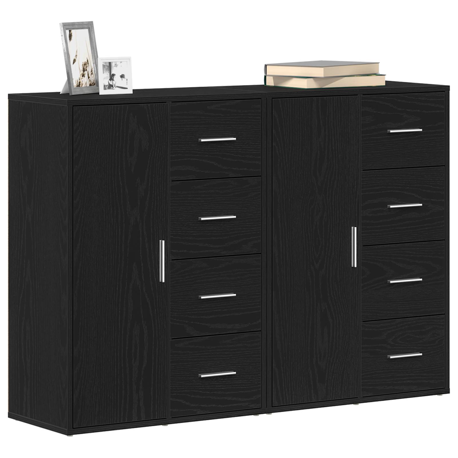 vidaXL Sideboards 2 Stk. Schwarz Eiche 60x31x84 cm Holzwerkstoff
