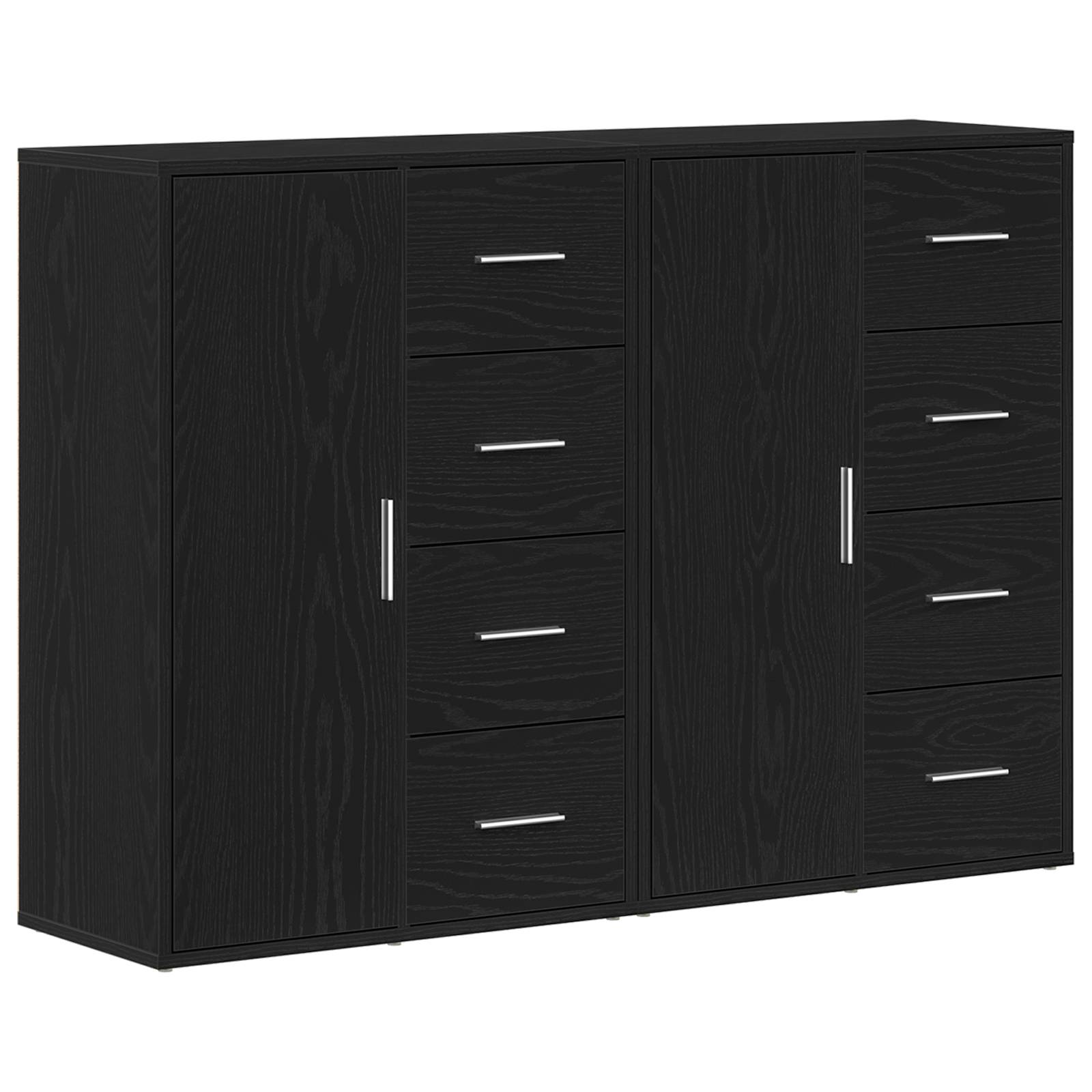 vidaXL Sideboards 2 Stk. Schwarz Eiche 60x31x84 cm Holzwerkstoff