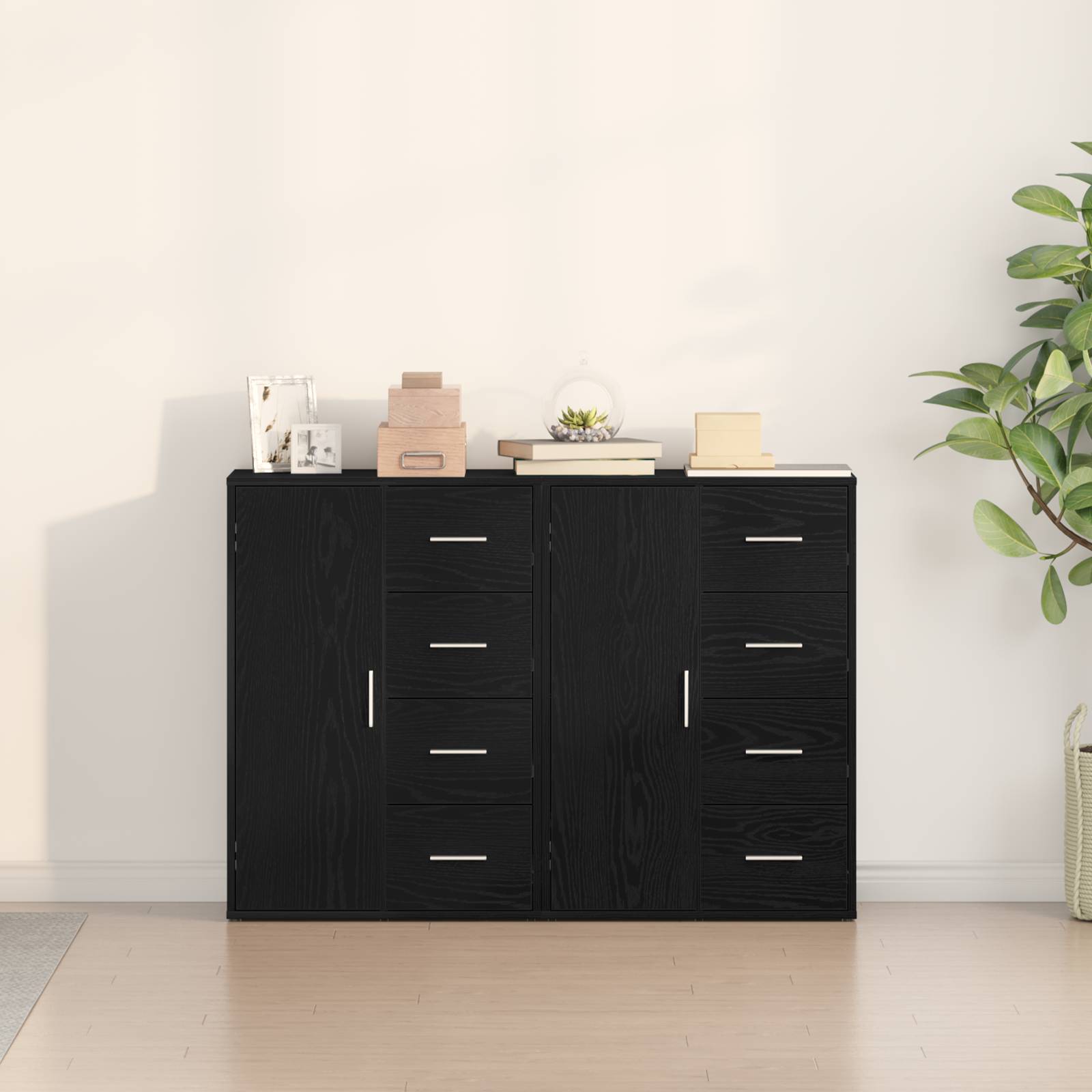 vidaXL Sideboards 2 Stk. Schwarz Eiche 60x31x84 cm Holzwerkstoff