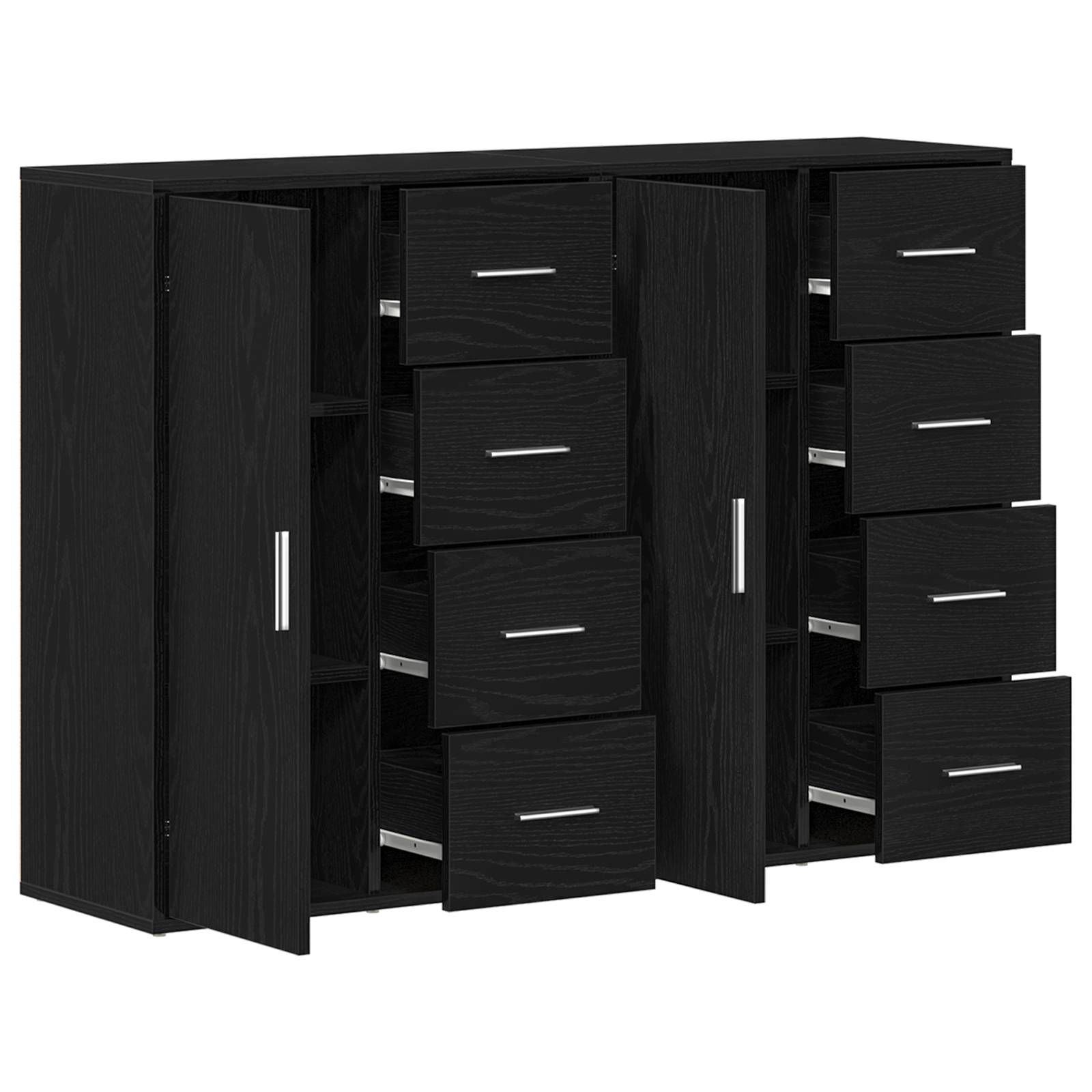 vidaXL Sideboards 2 Stk. Schwarz Eiche 60x31x84 cm Holzwerkstoff