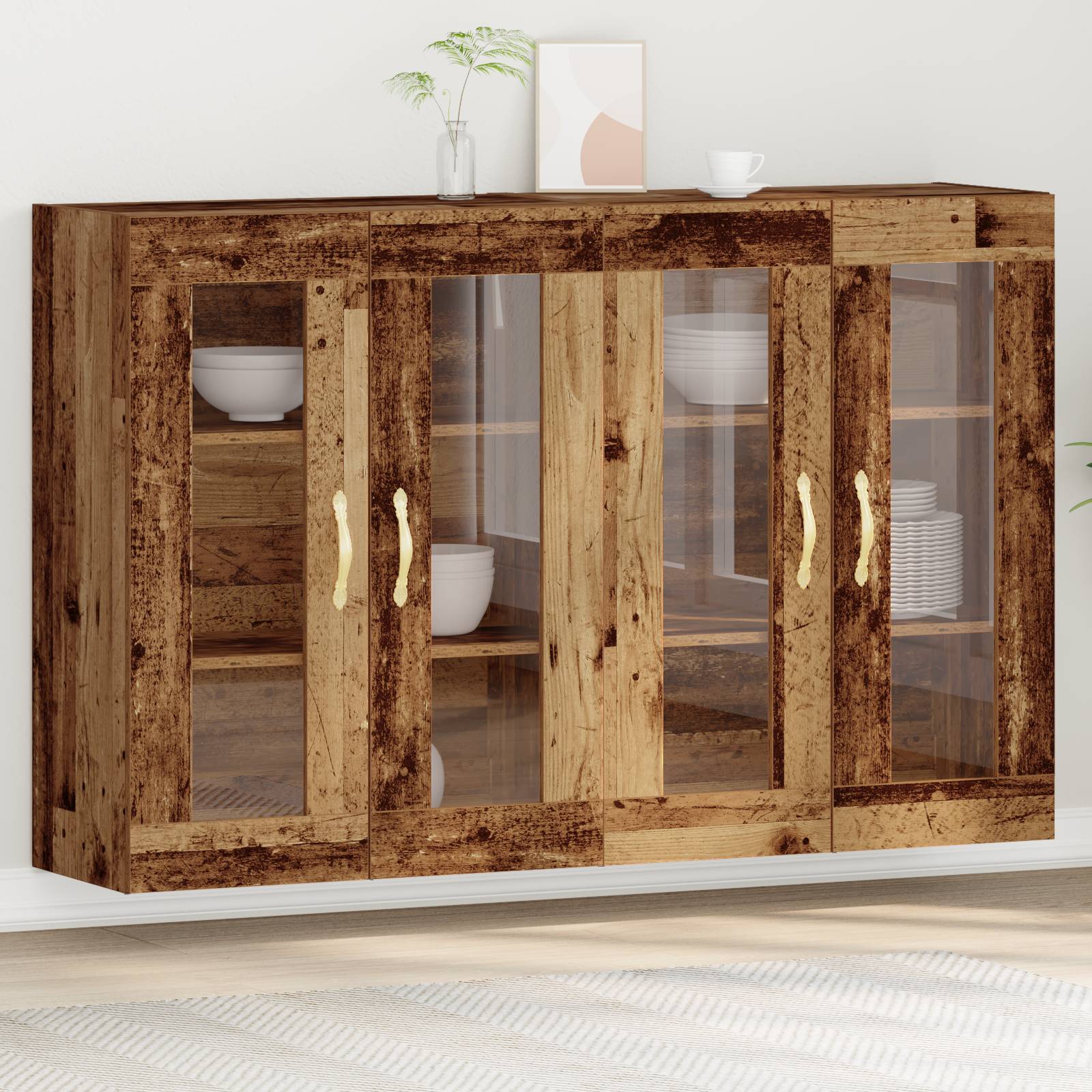 vidaXL Wandschränke 2 Stk. Altholz 69,5x34x90 cm Holzwerkstoff