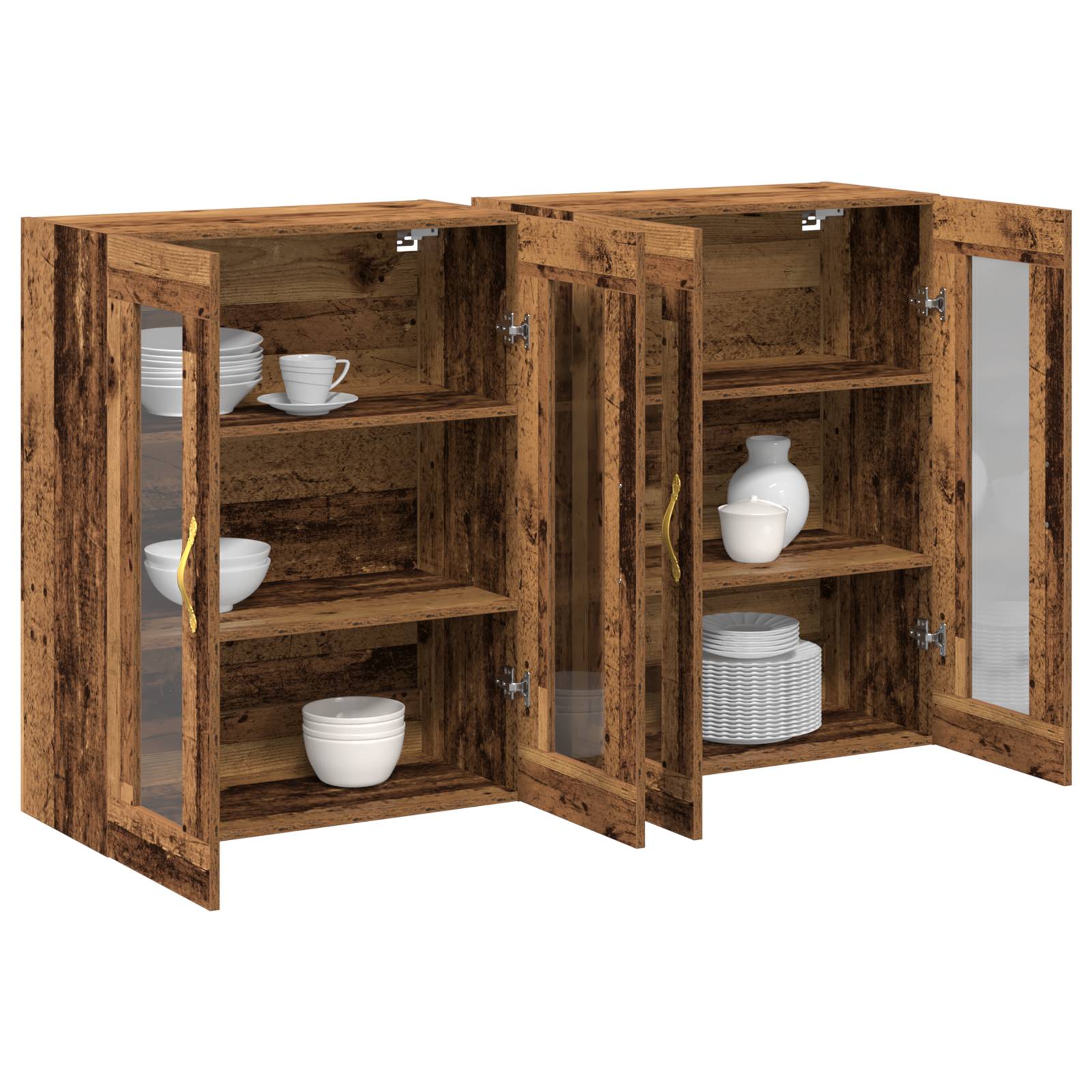vidaXL Wandschränke 2 Stk. Altholz 69,5x34x90 cm Holzwerkstoff
