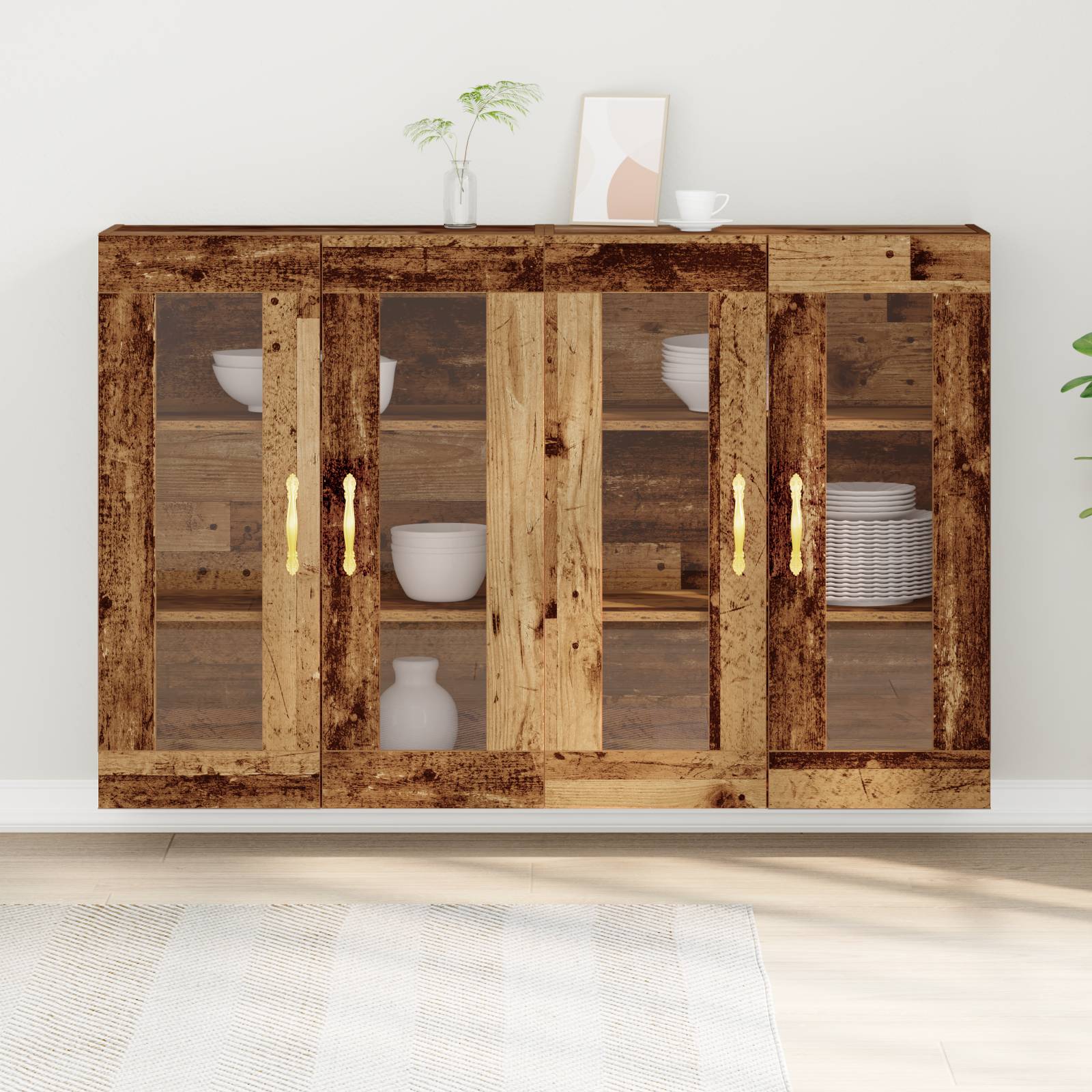 vidaXL Wandschränke 2 Stk. Altholz 69,5x34x90 cm Holzwerkstoff