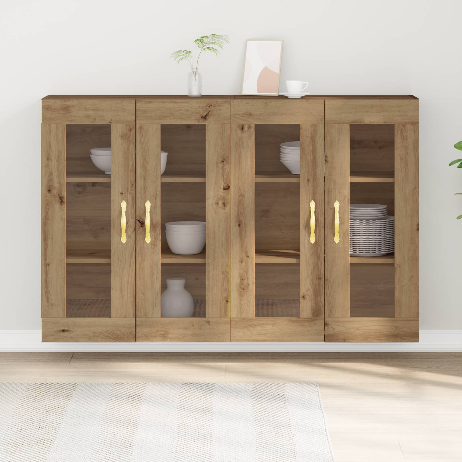 vidaXL Wandschränke 2 Stk. Artisan Eiche 69,5x34x90 cm Holzwerkstoff