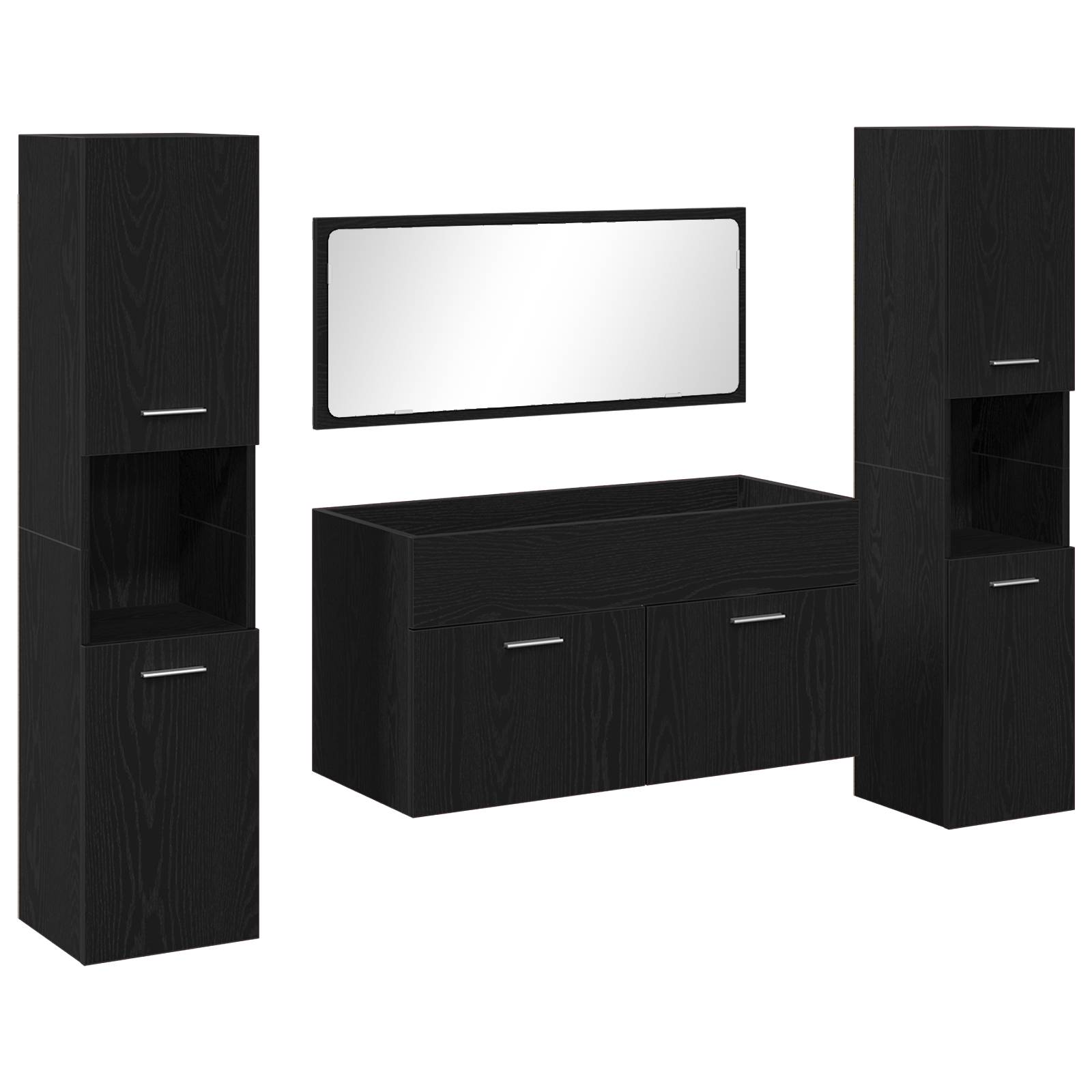 vidaXL 4-tlg. Badmöbel-Set Schwarz Eiche Holzwerkstoff