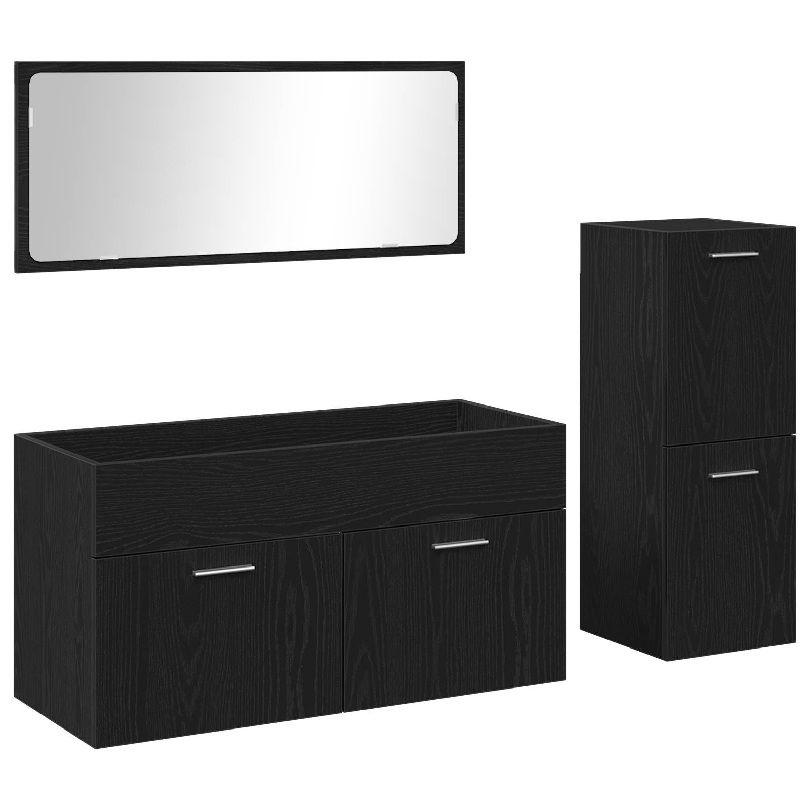 vidaXL 3-tlg. Badmöbel-Set Schwarz Eiche Holzwerkstoff