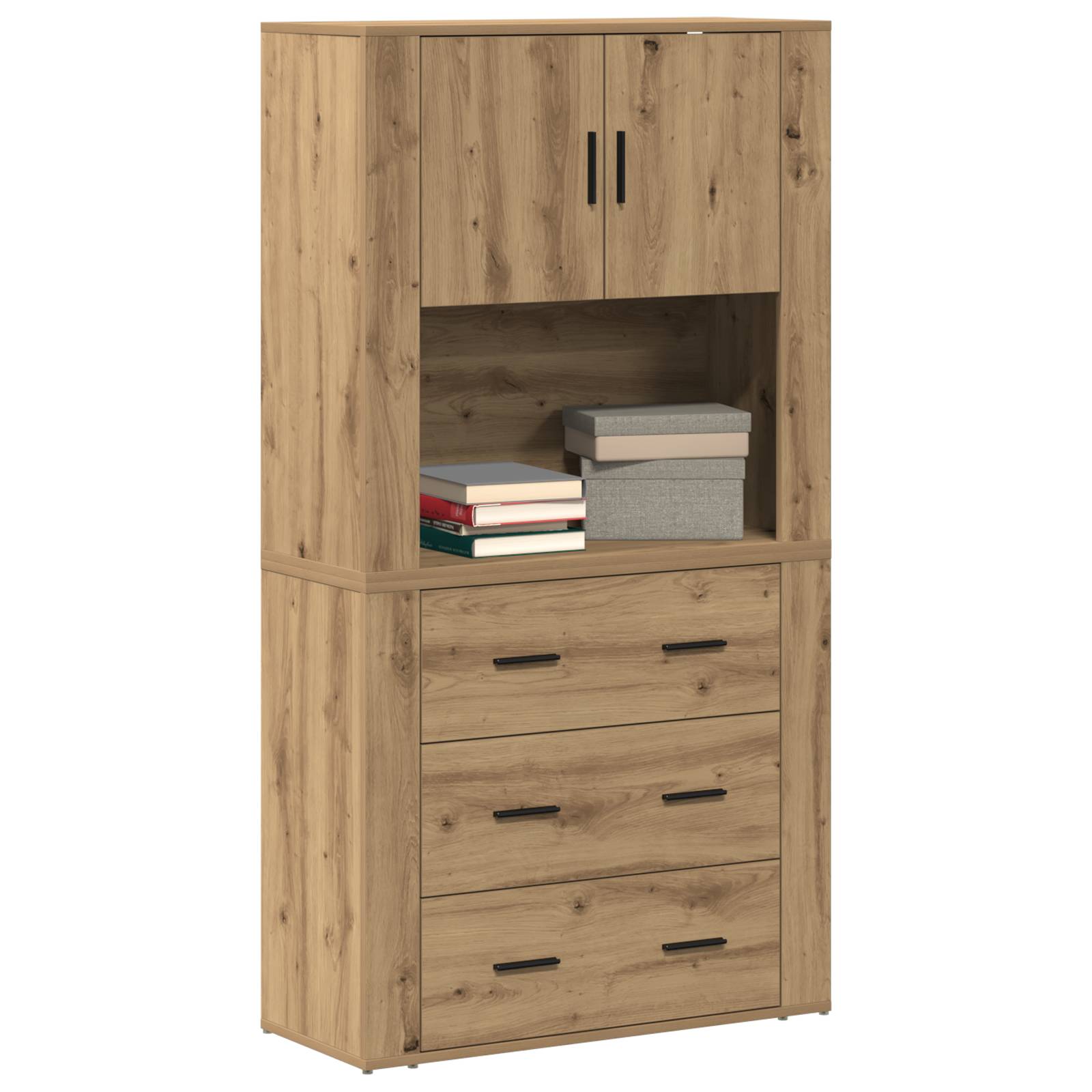vidaXL Highboard Artisan Eiche 80x33x150 cm Holzwerkstoff