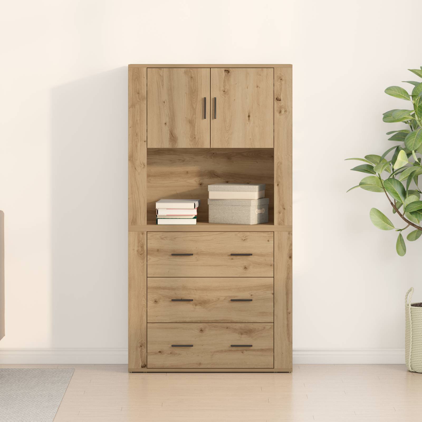 vidaXL Highboard Artisan Eiche 80x33x150 cm Holzwerkstoff