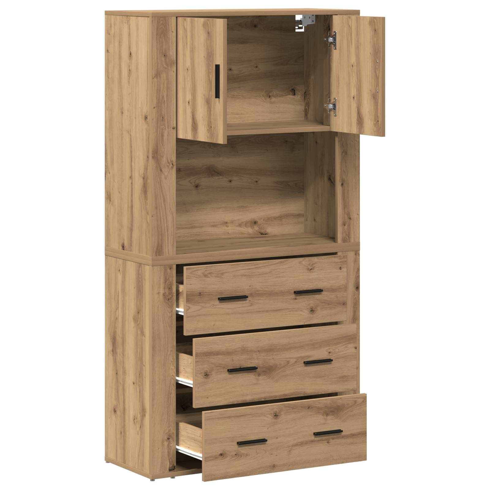 vidaXL Highboard Artisan Eiche 80x33x150 cm Holzwerkstoff
