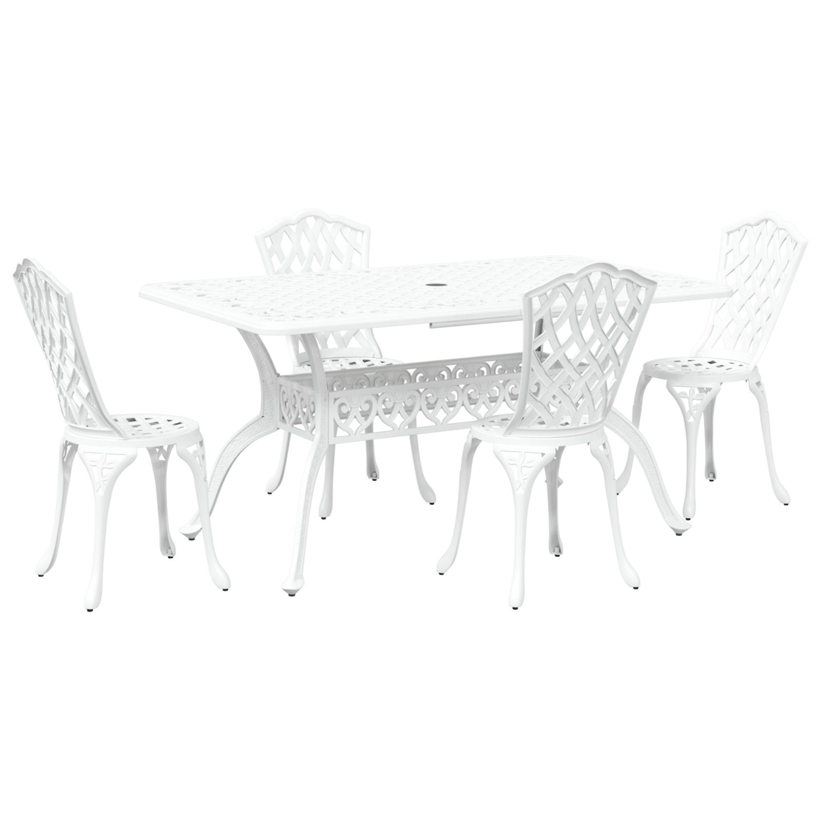 vidaXL 5-tlg. Garten-Essgruppe Weiß Aluminiumguss