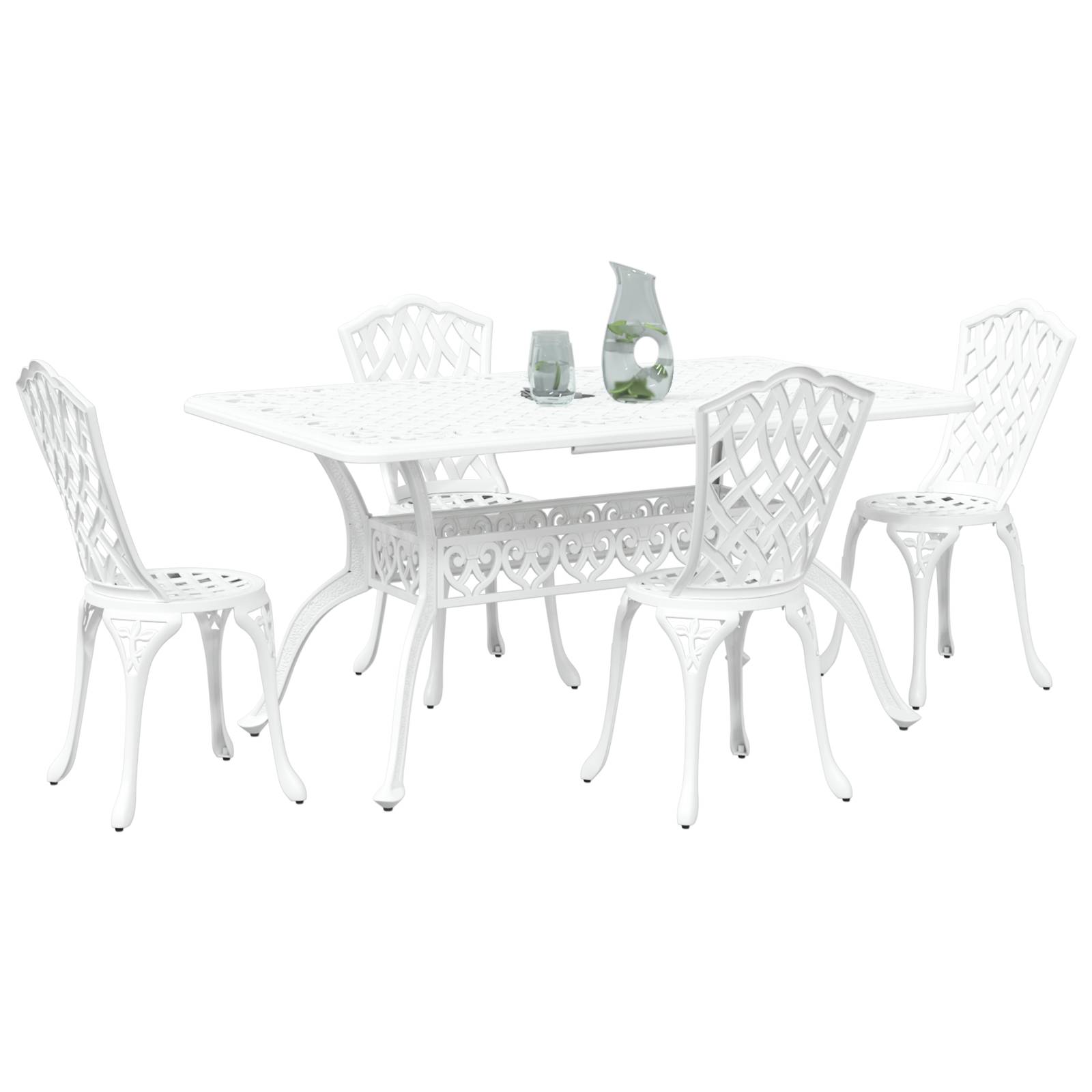 vidaXL 5-tlg. Garten-Essgruppe Weiß Aluminiumguss