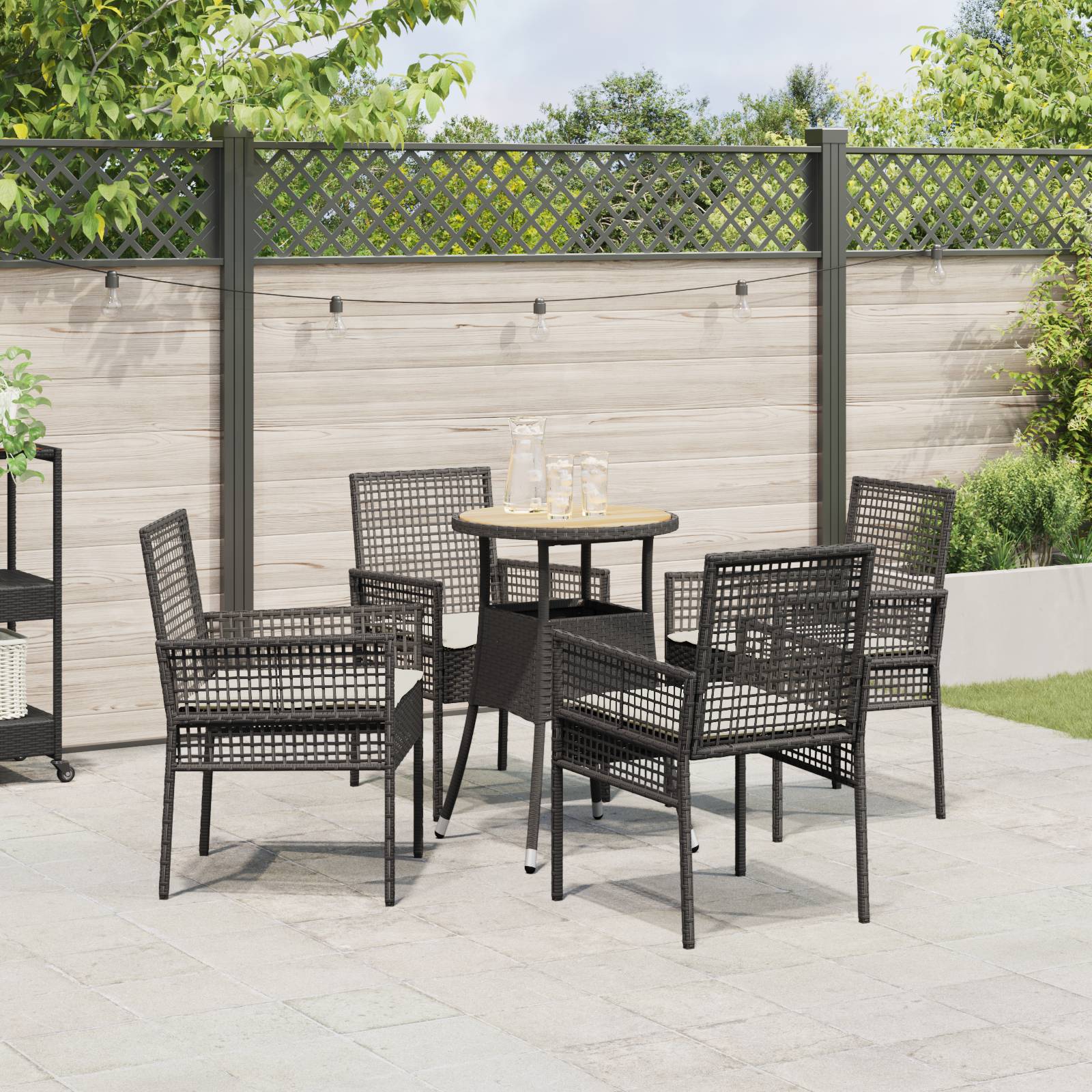 vidaXL 5-tlg. Garten-Essgruppe Schwarz Poly Rattan