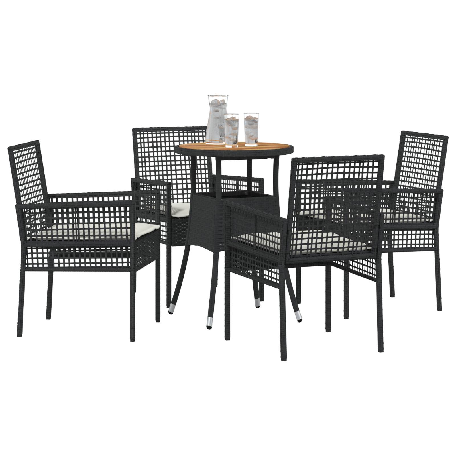 vidaXL 5-tlg. Garten-Essgruppe Schwarz Poly Rattan
