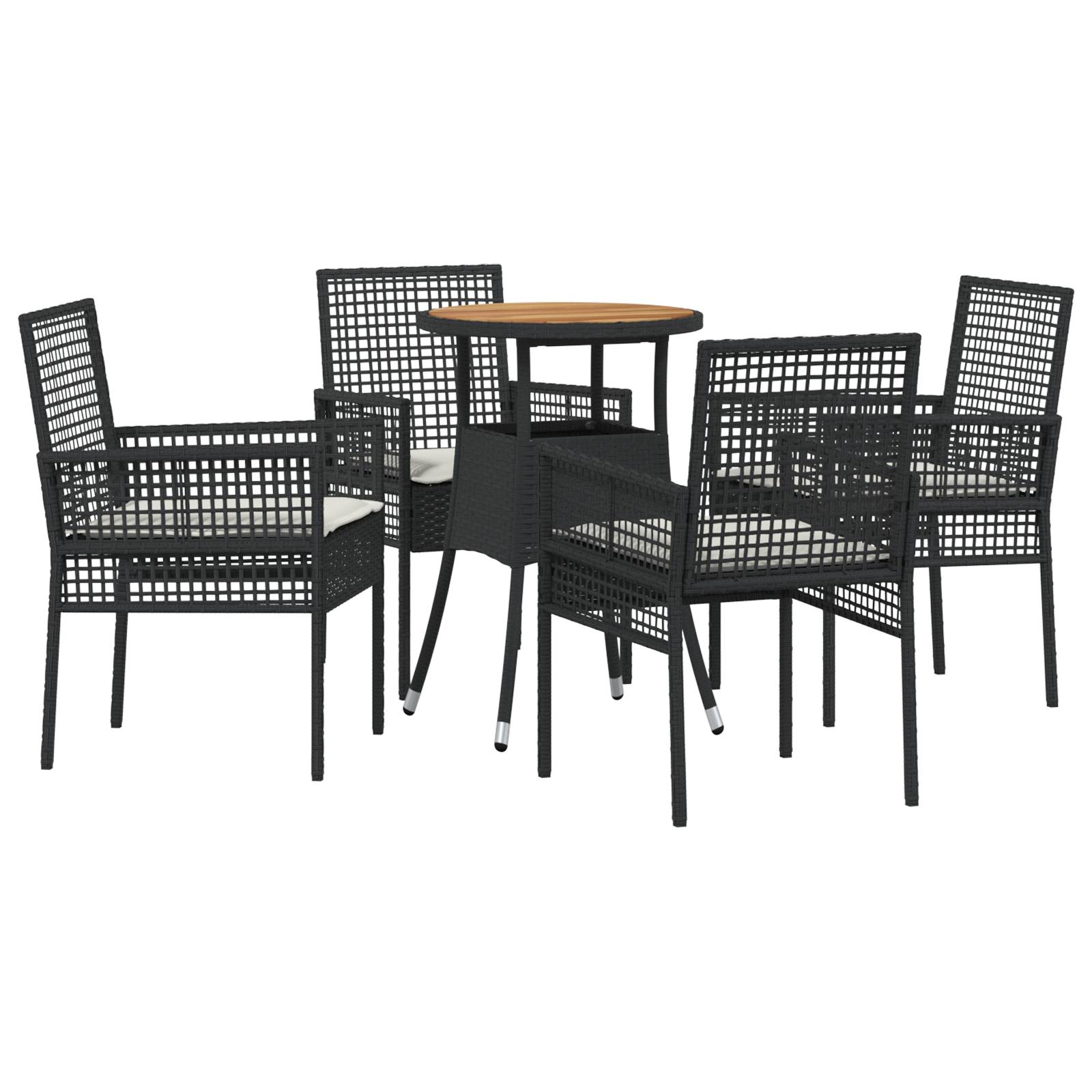 vidaXL 5-tlg. Garten-Essgruppe Schwarz Poly Rattan