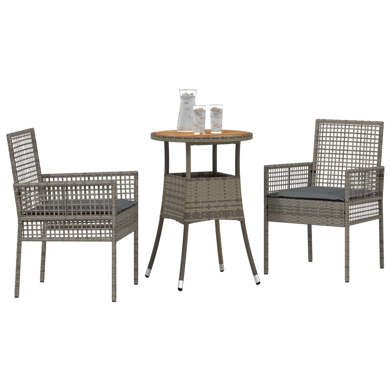 vidaXL 3-tlg. Garten-Essgruppe Grau Poly Rattan