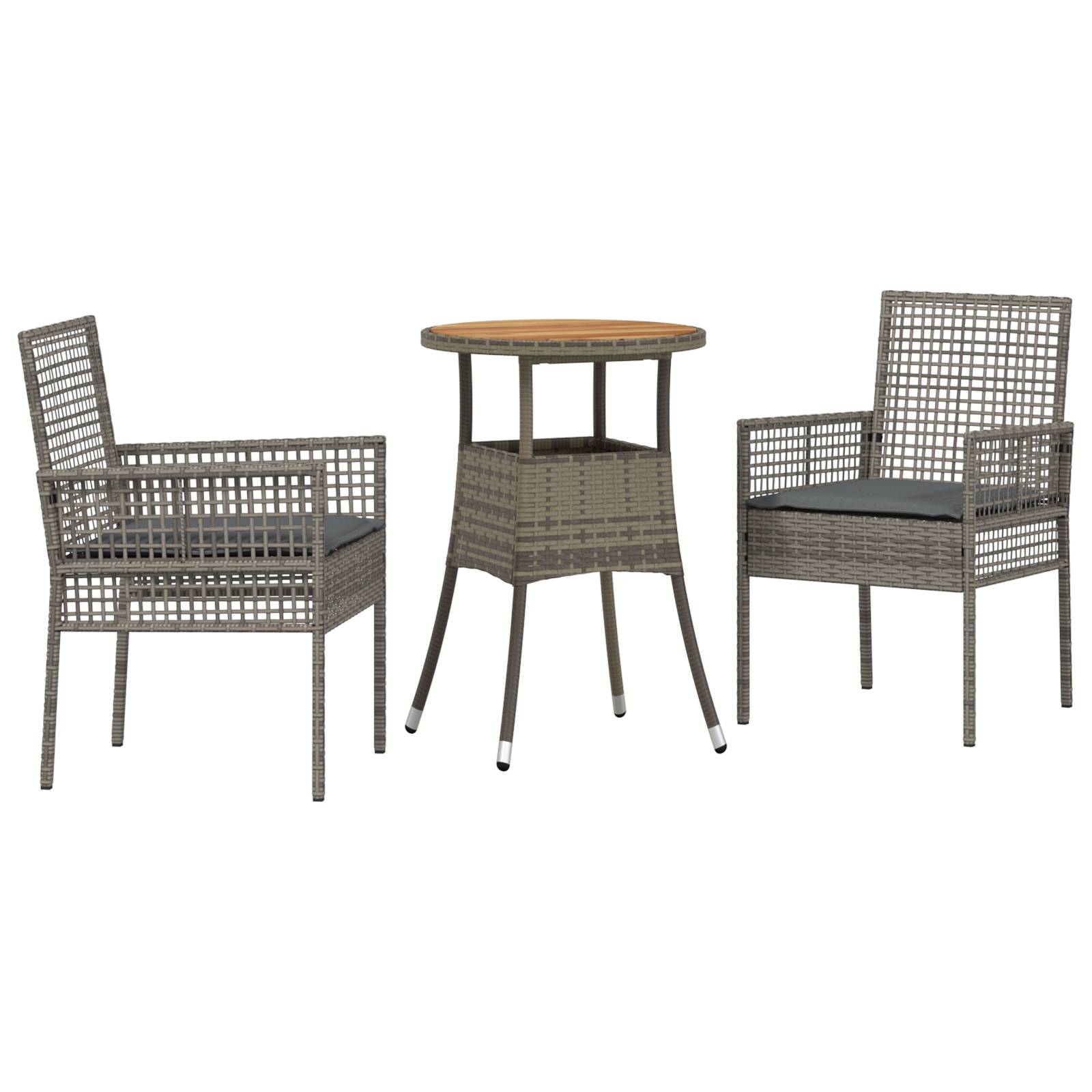 vidaXL 3-tlg. Garten-Essgruppe Grau Poly Rattan