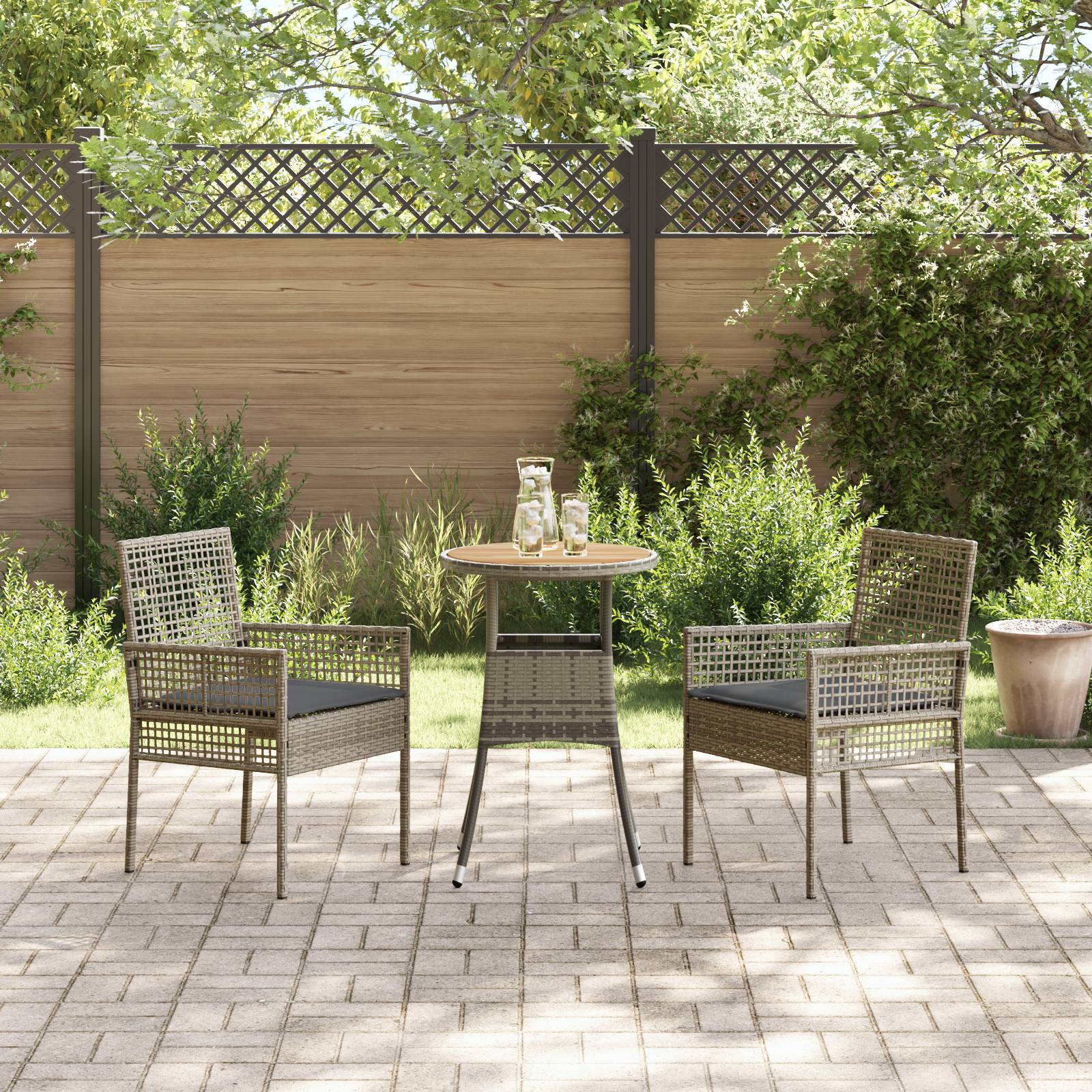 vidaXL 3-tlg. Garten-Essgruppe Grau Poly Rattan