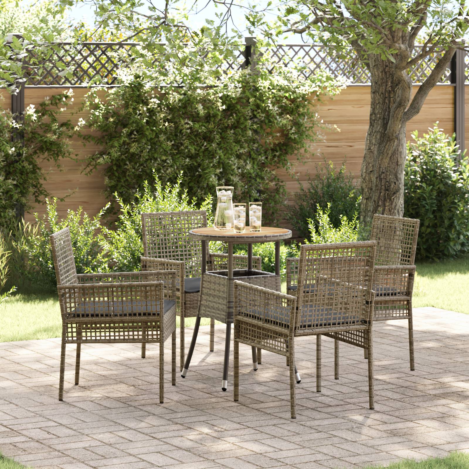 vidaXL 5-tlg. Garten-Essgruppe Grau Poly Rattan
