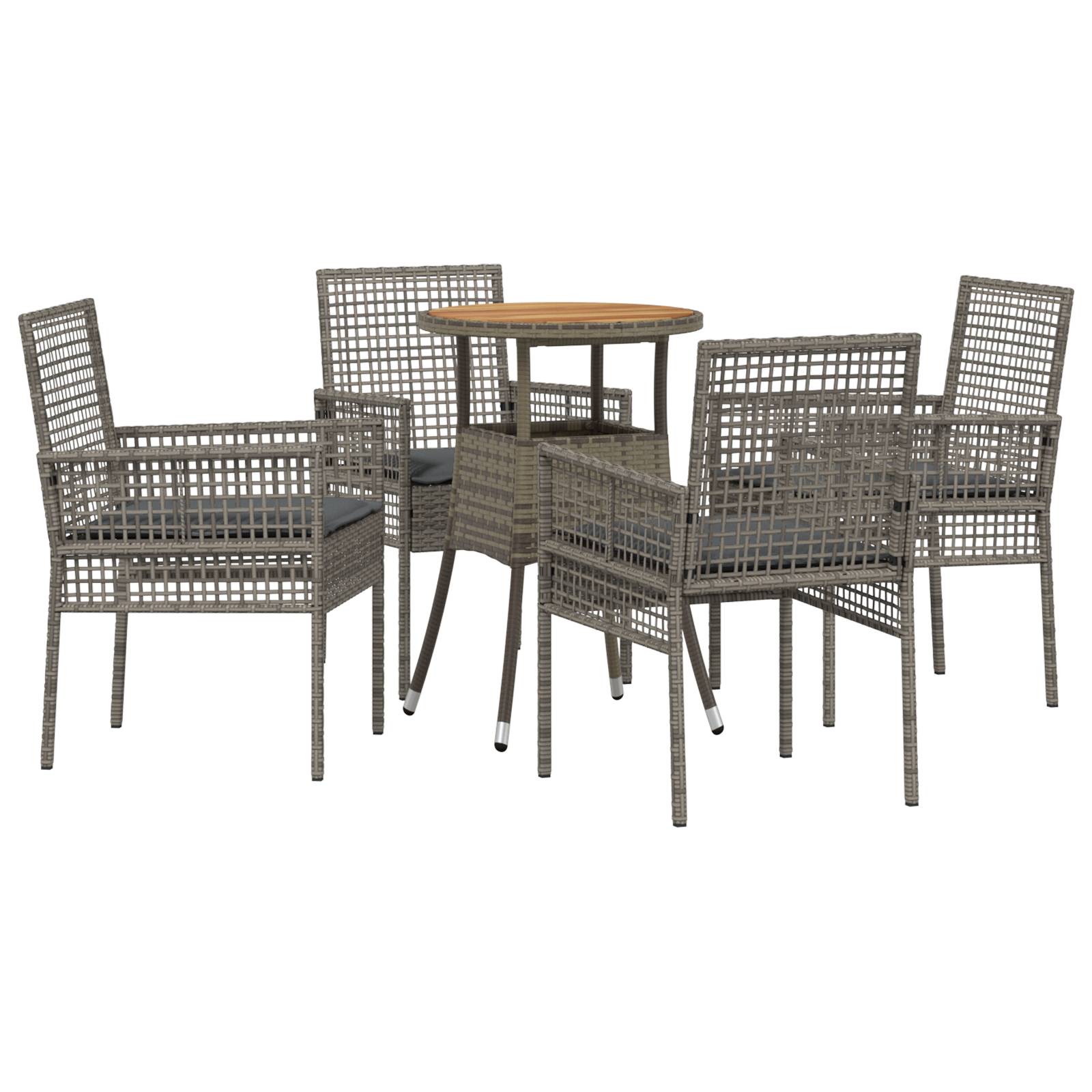 vidaXL 5-tlg. Garten-Essgruppe Grau Poly Rattan