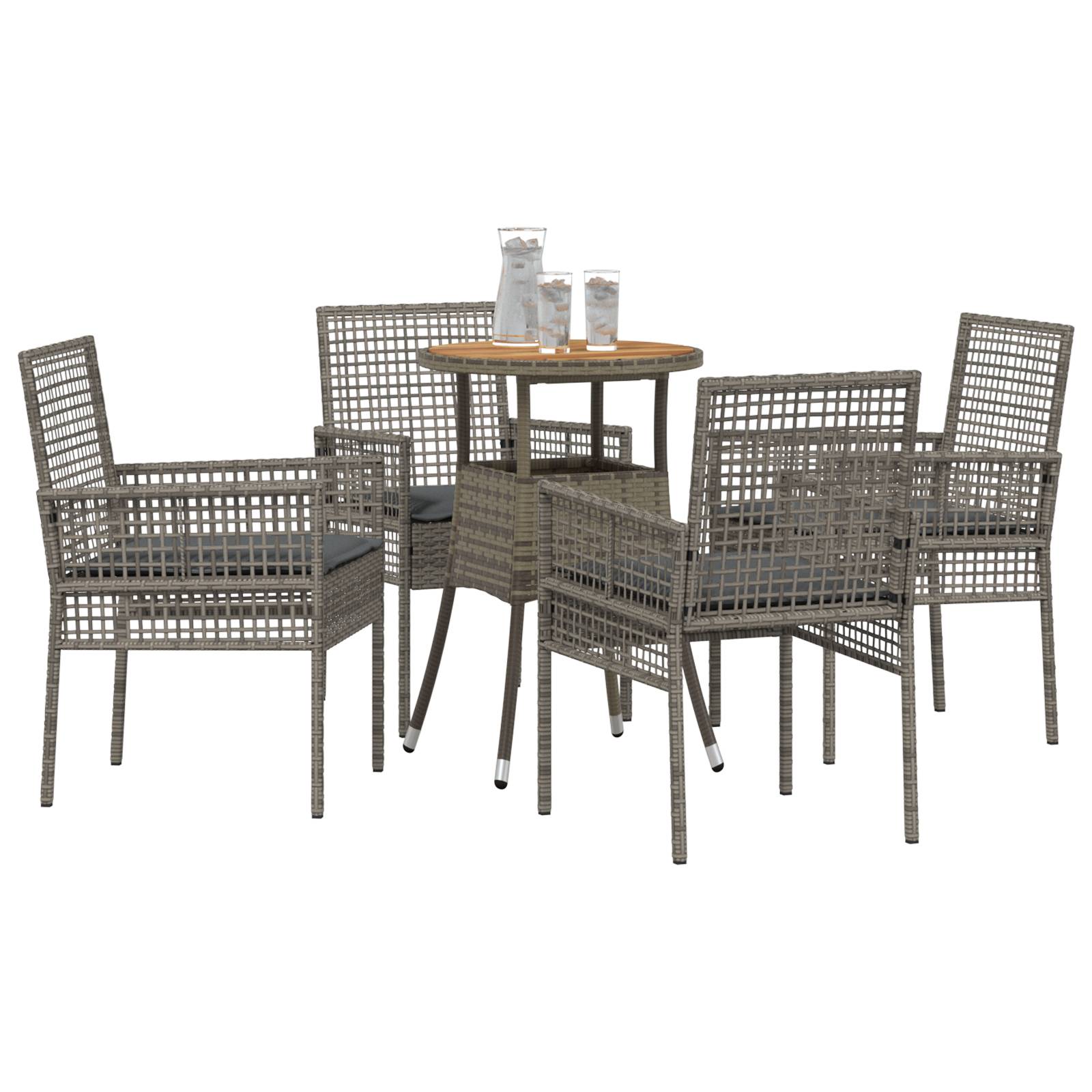 vidaXL 5-tlg. Garten-Essgruppe Grau Poly Rattan