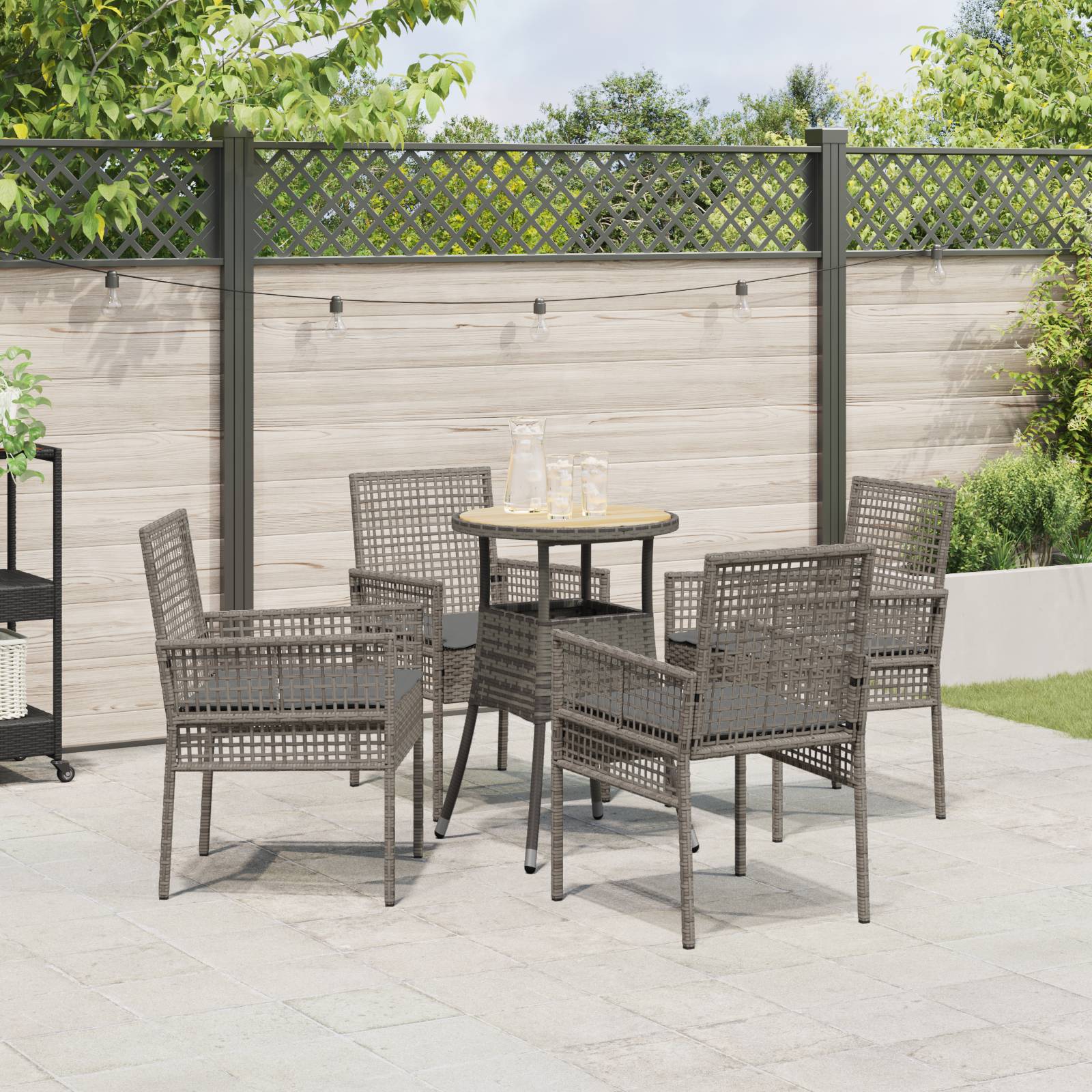 vidaXL 5-tlg. Garten-Essgruppe Grau Poly Rattan