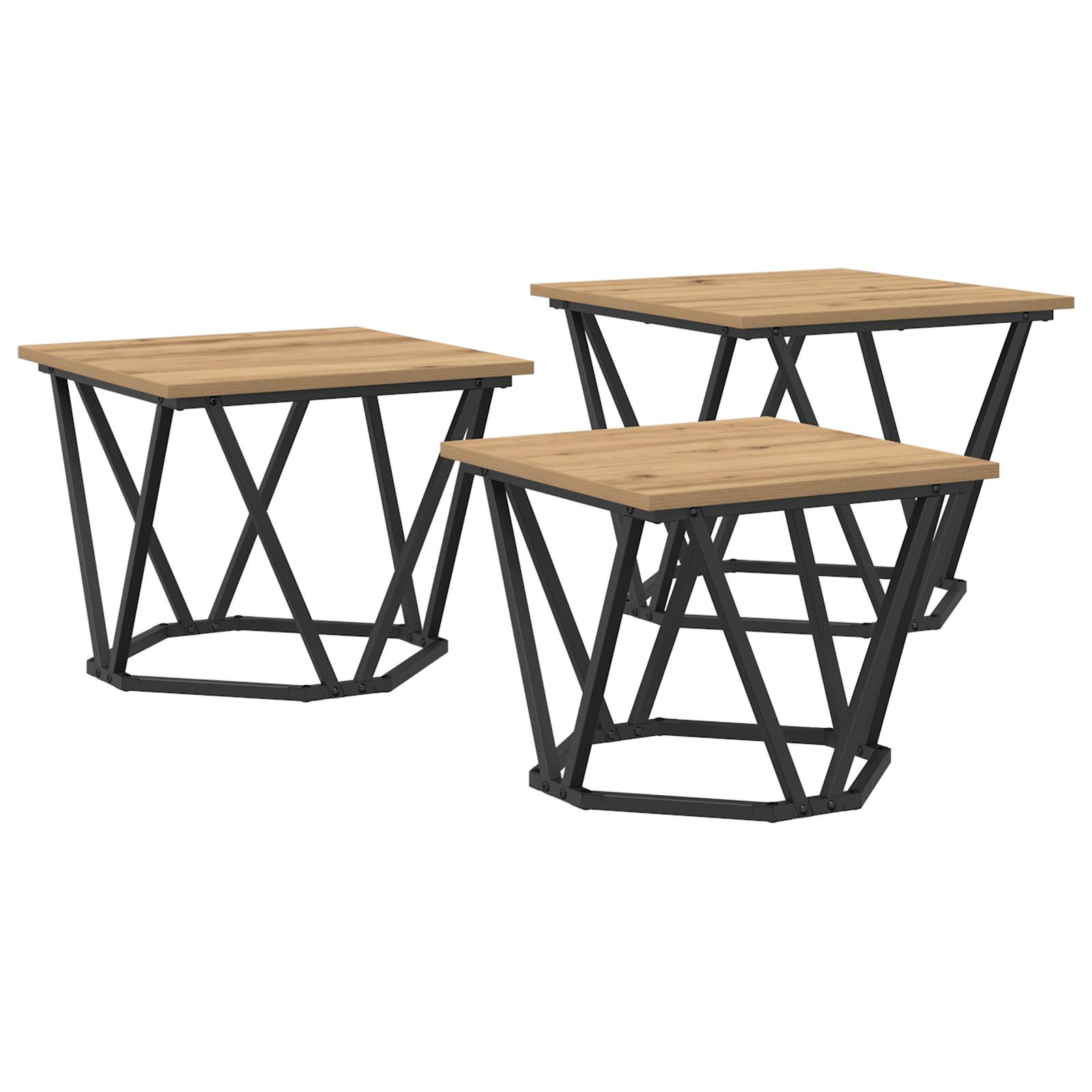 vidaXL Beistelltische 3 Stk. Artisan Eiche Holzwerkstoff