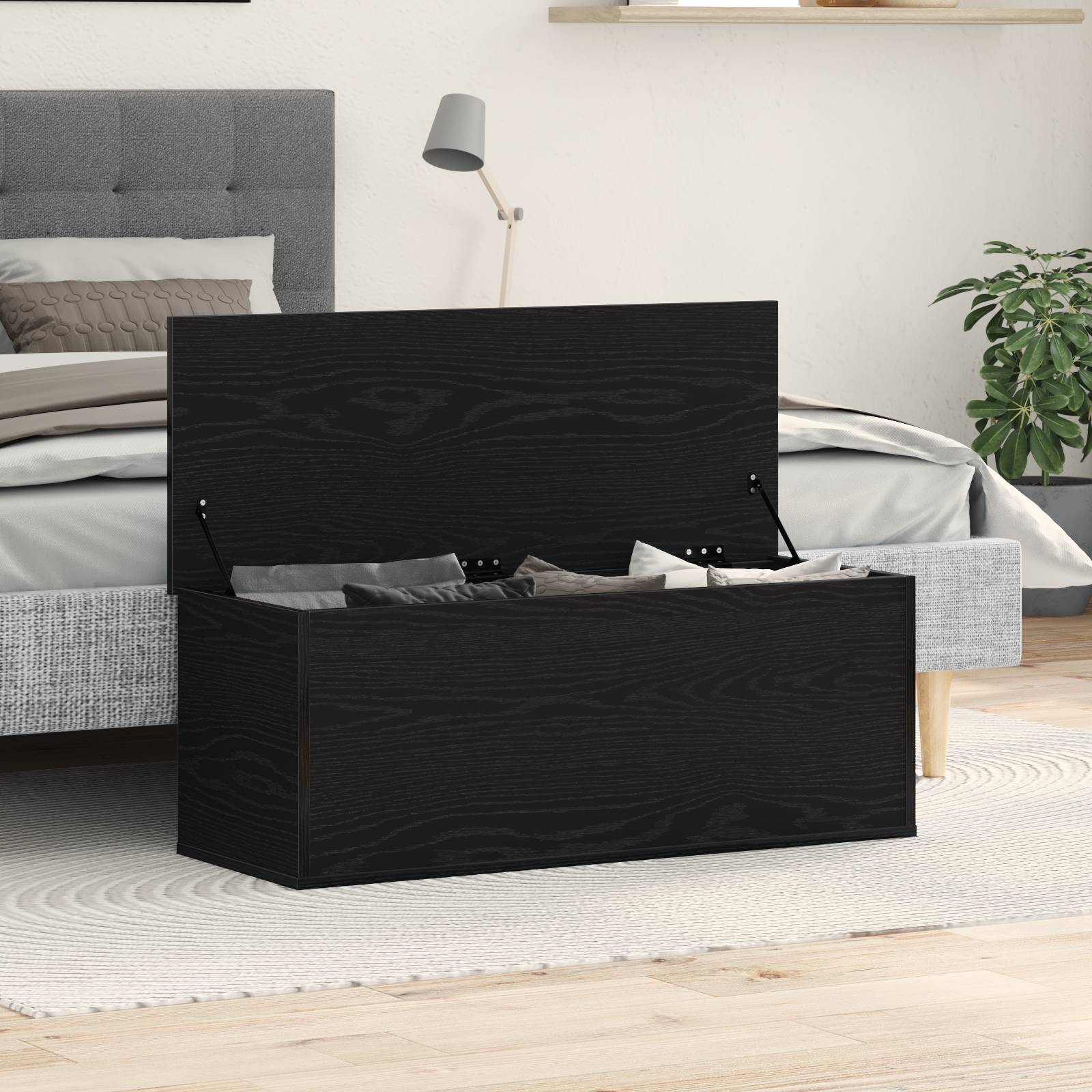 vidaXL Aufbewahrungsbox schwarz Eiche 102x35x35 cm Holzwerkstoff