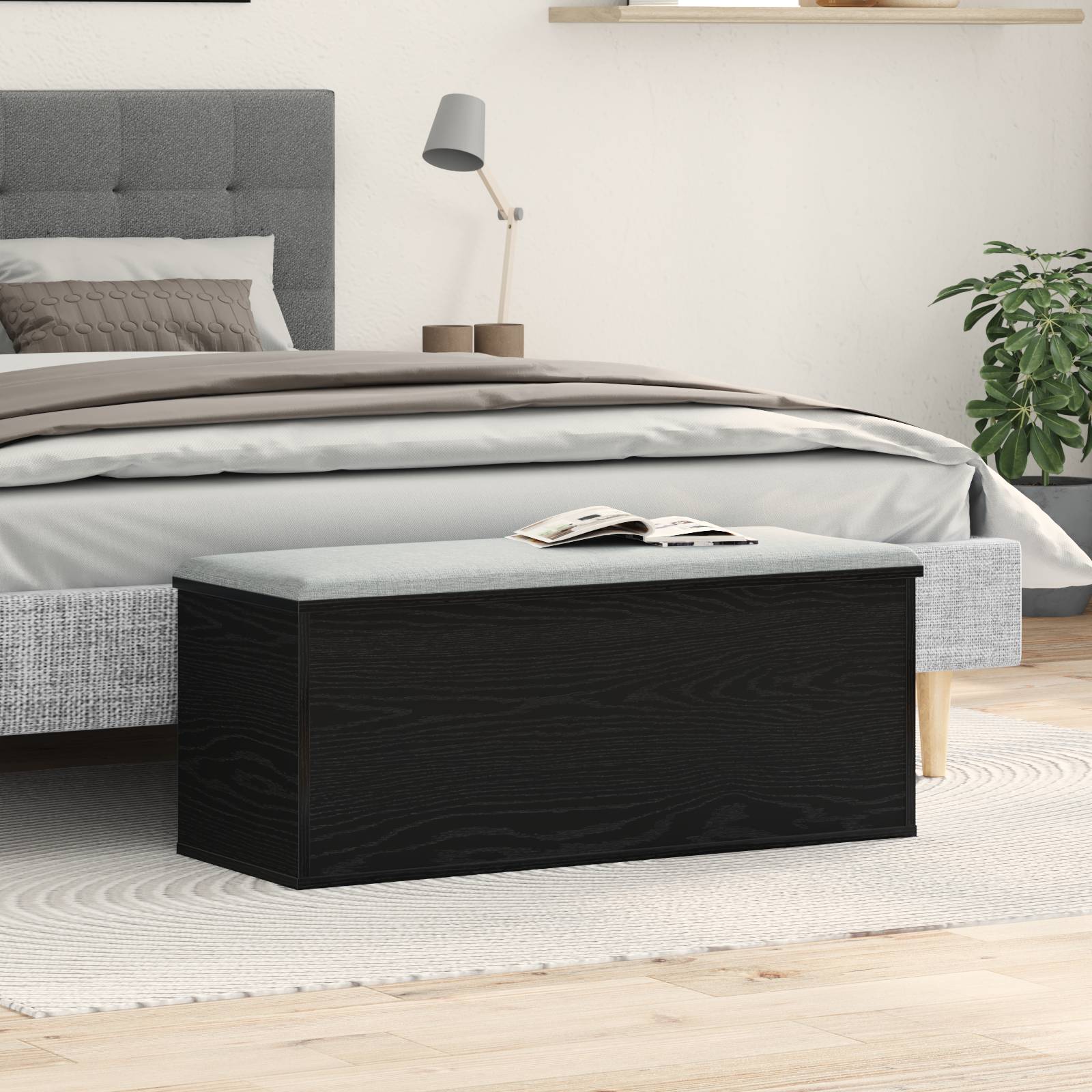 vidaXL Aufbewahrungsbox schwarz Eiche 102x35x35 cm Holzwerkstoff