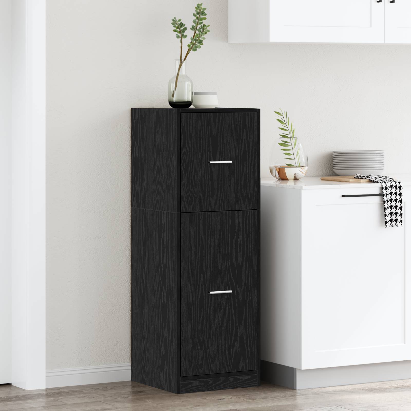 vidaXL Apothekerschrank Schwarz Eiche 40x41x118 cm Holzwerkstoff