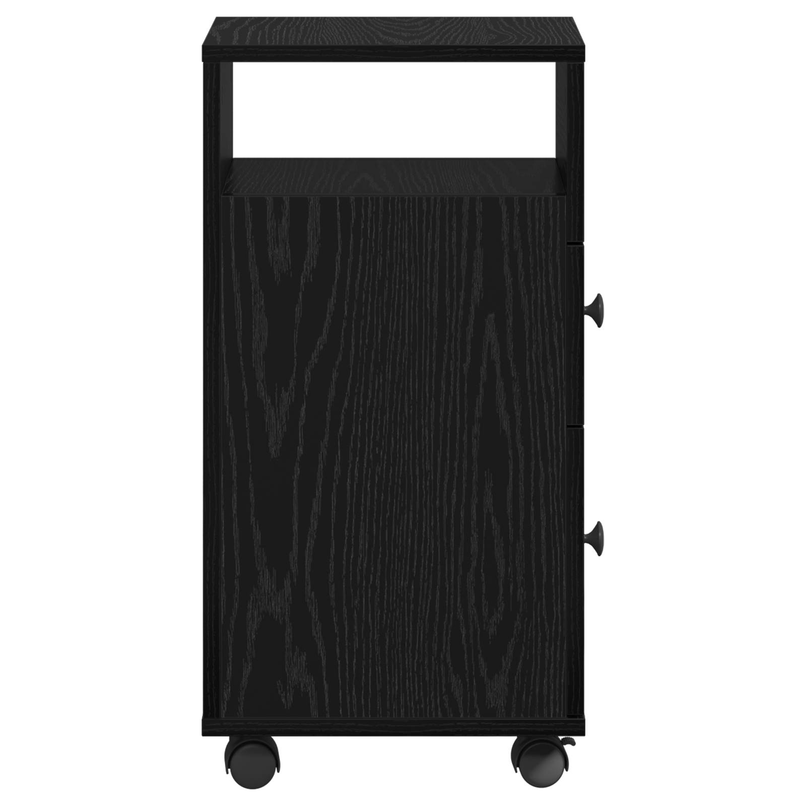 vidaXL Badschrank mit Rollen Schmal Schwarz Eiche Holzwerkstoff