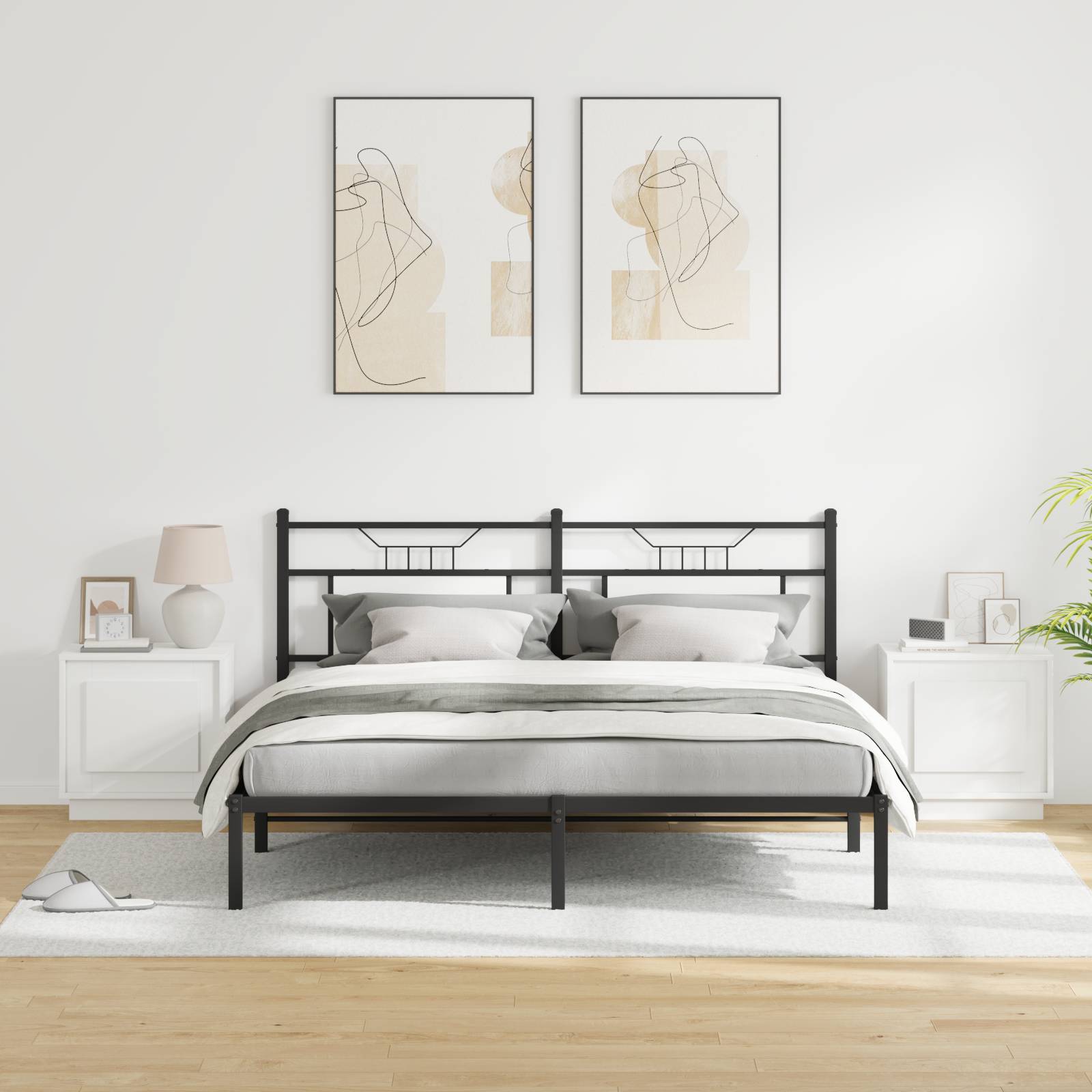 vidaXL Nachttische mit LED-Leuchten 2 Stk. Weiß 44x34,5x45 cm