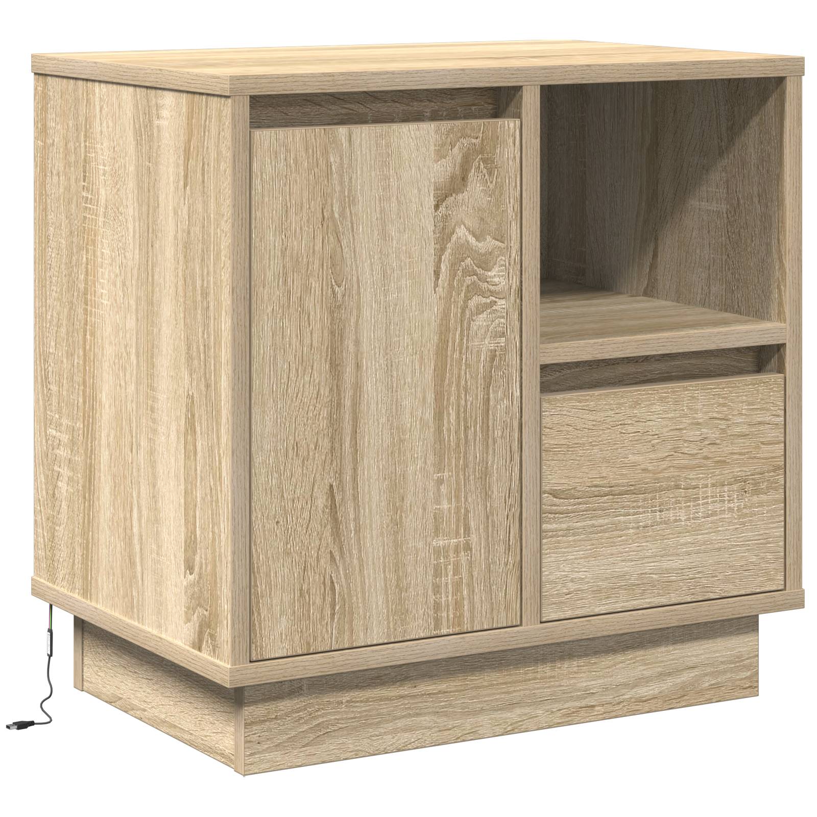 vidaXL LED-Nachttische 2 Stk. Sonoma Eiche 50x34,5x50 cm