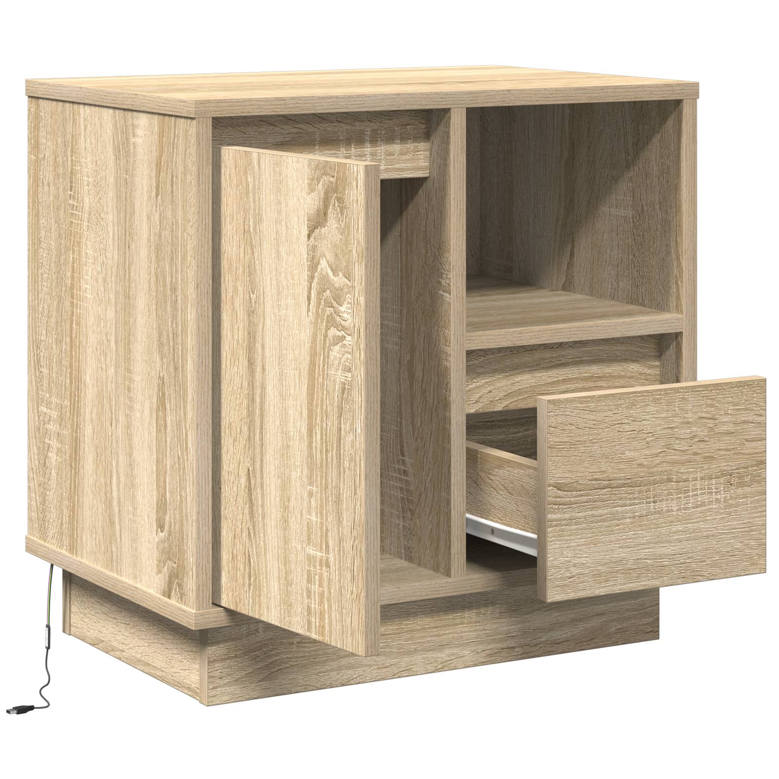 vidaXL LED-Nachttische 2 Stk. Sonoma Eiche 50x34,5x50 cm