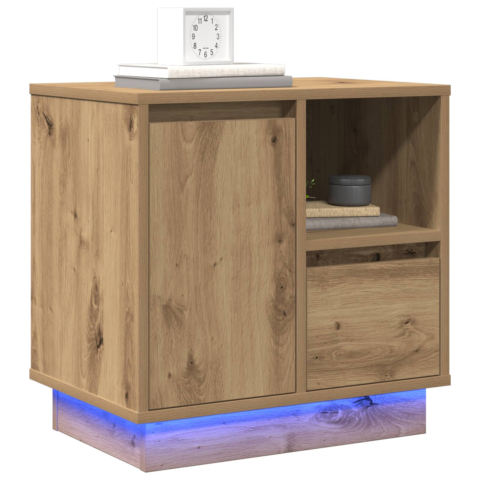 vidaXL LED-Nachttische 2 Stk. Artisan Eiche 50x34,5x50 cm