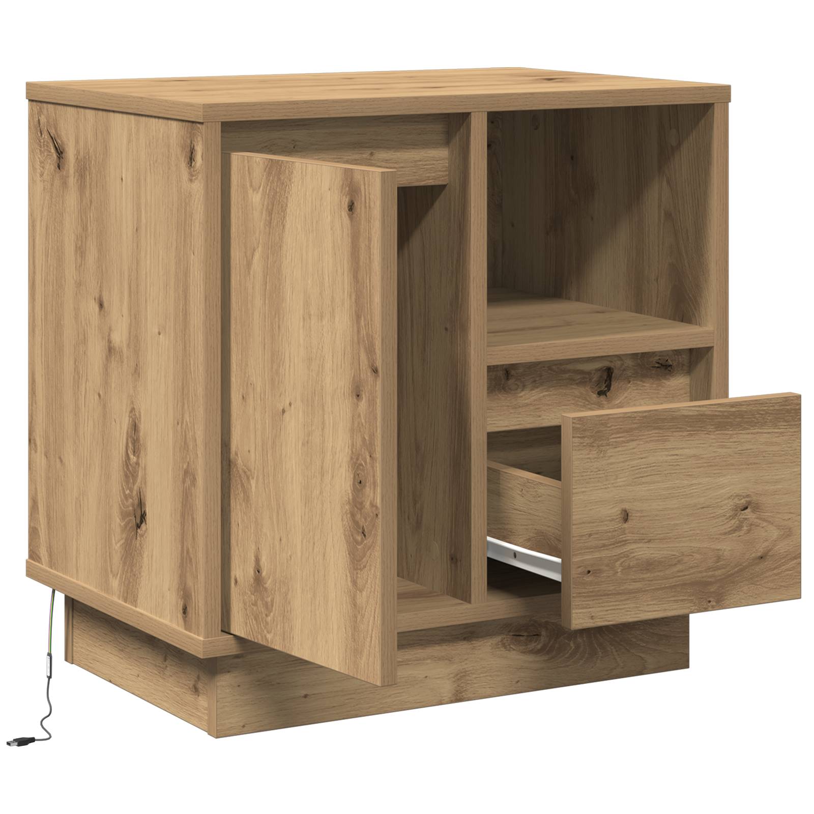 vidaXL LED-Nachttische 2 Stk. Artisan Eiche 50x34,5x50 cm