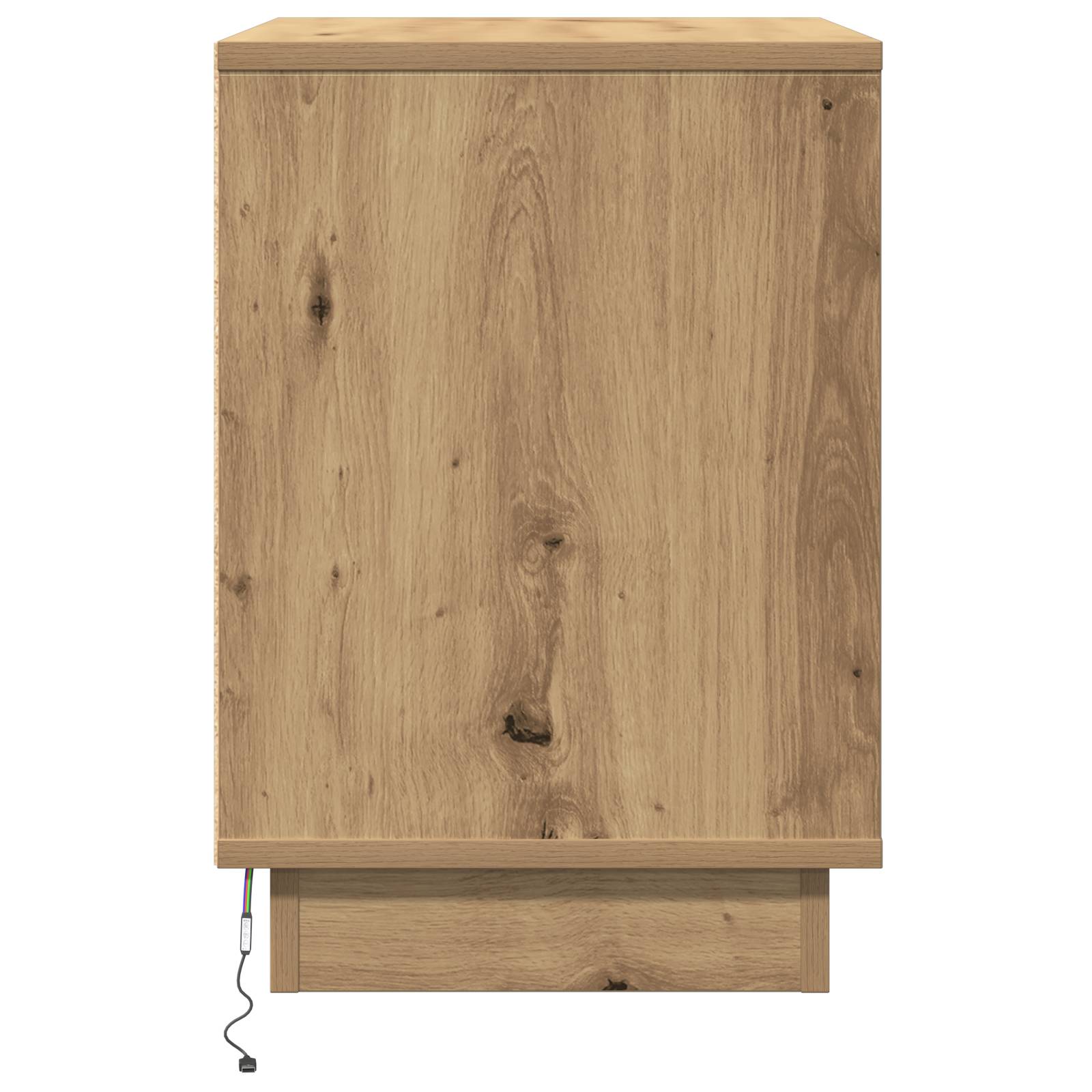 vidaXL LED-Nachttische 2 Stk. Artisan Eiche 50x34,5x50 cm