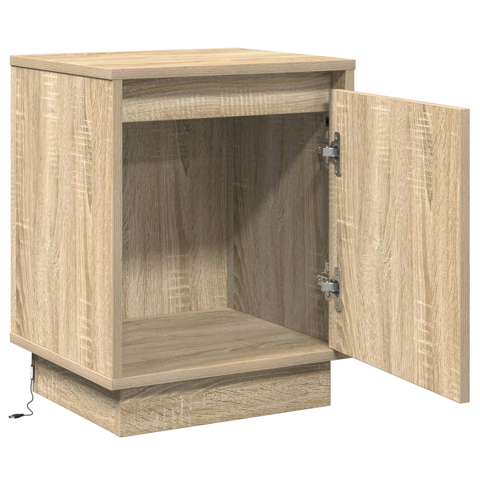vidaXL Nachttisch mit LED-Leuchten Sonoma Eiche 39x34,5x50 cm