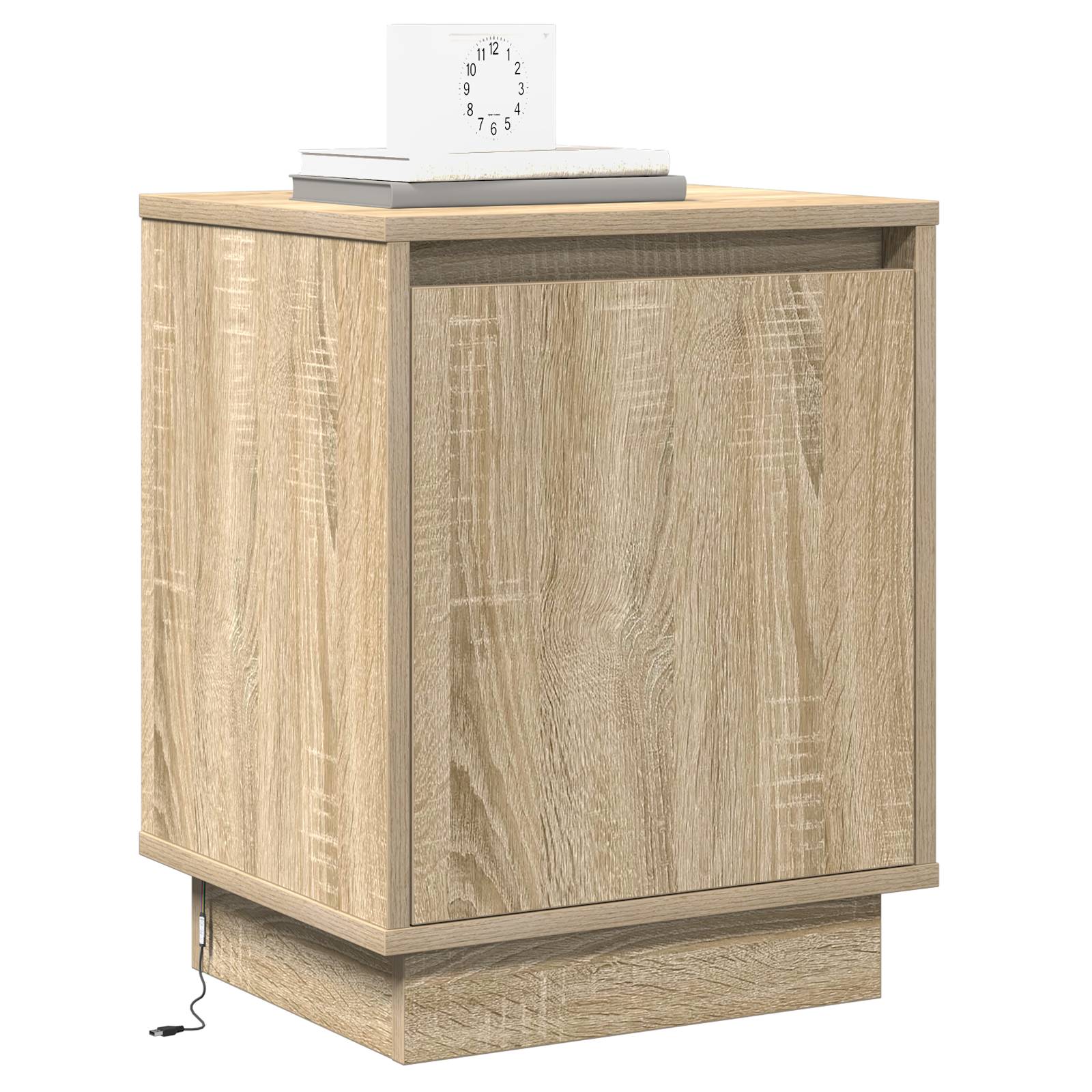 vidaXL Nachttisch mit LED-Leuchten Sonoma Eiche 39x34,5x50 cm