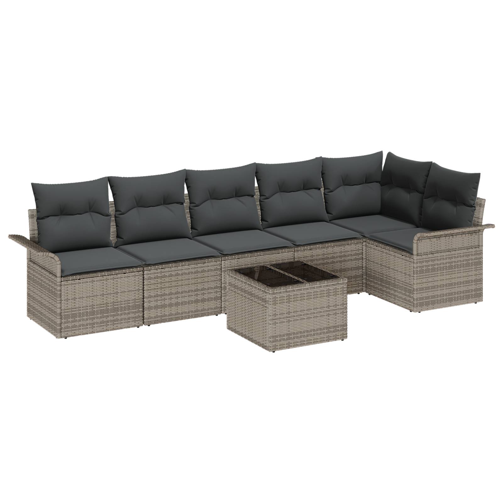 vidaXL 6-teiliges Garten-Sofa-Set mit Kissen, schwarzes Poly-Rattan