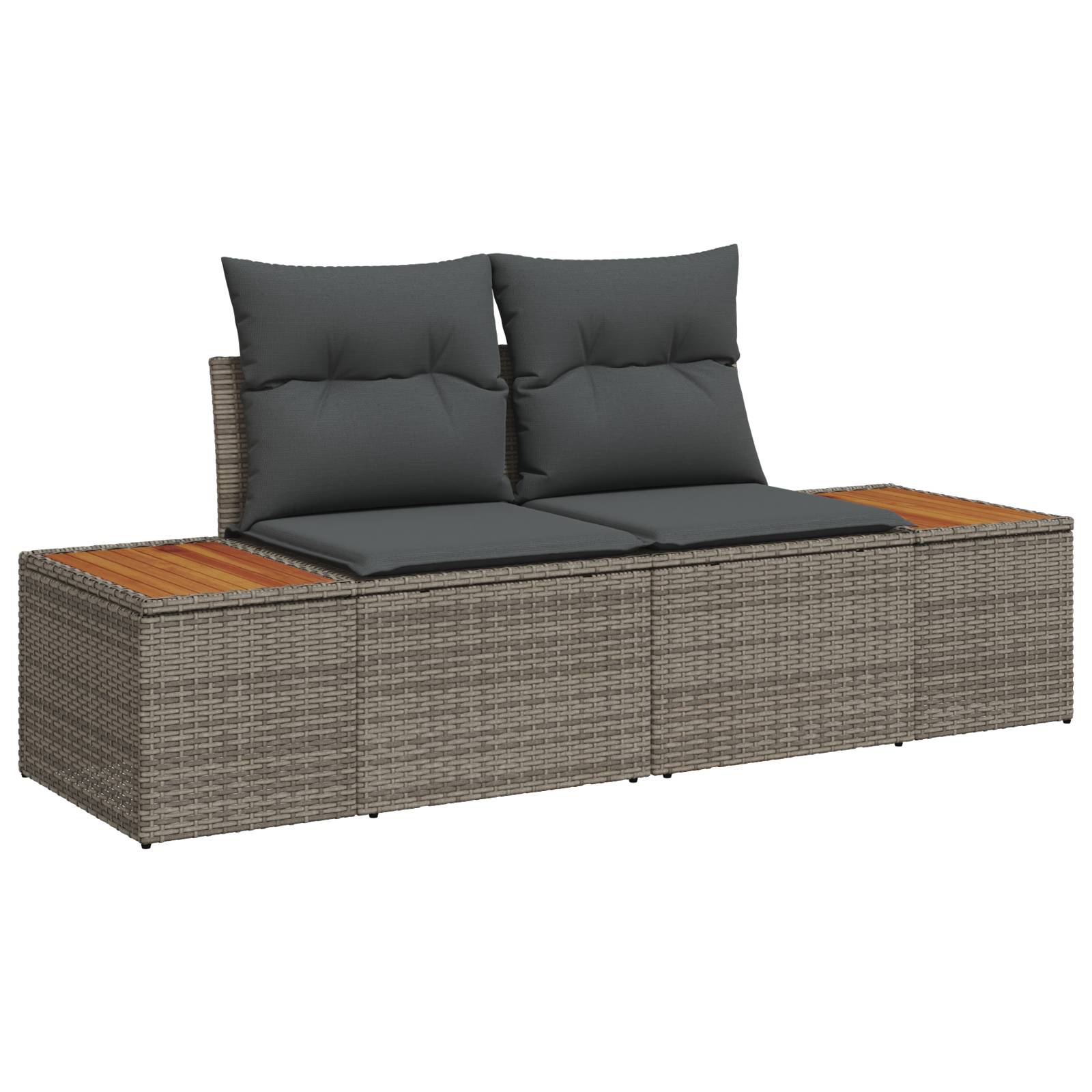 vidaXL 5-tlg. Garten-Sofagarnitur mit Kissen Grau Poly Rattan Akazie