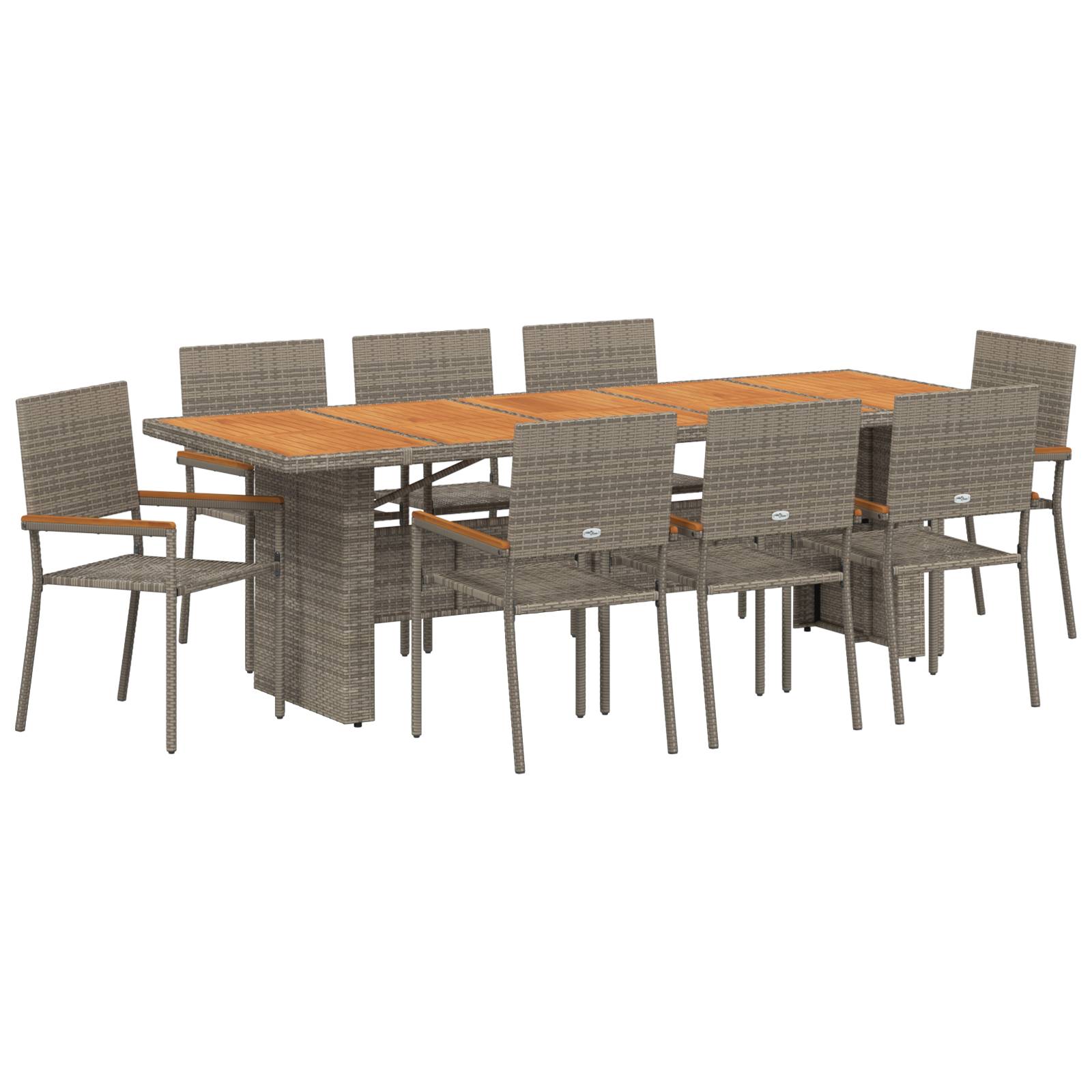 vidaXL 9-tlg. Garten-Essgruppe Grau Poly Rattan