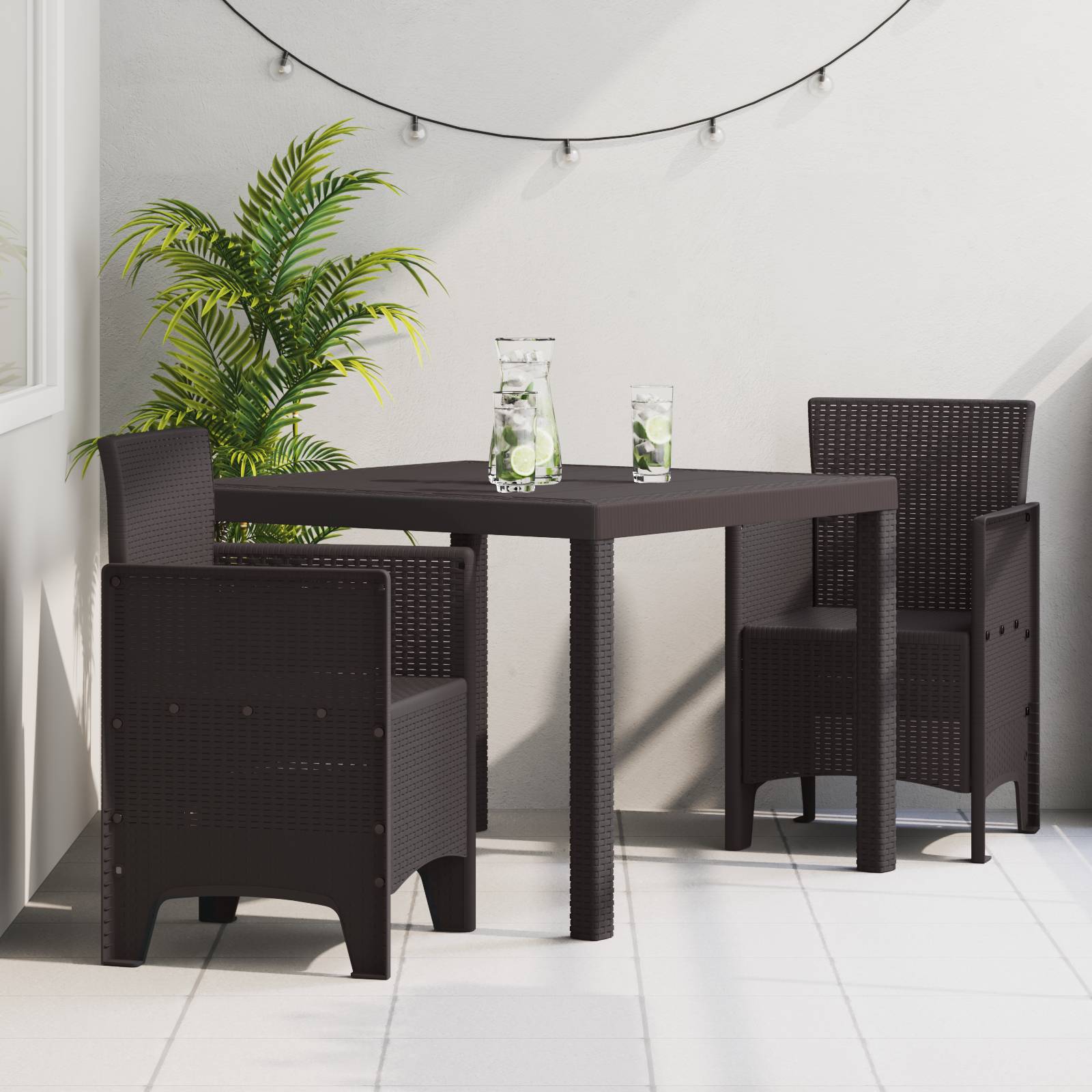 vidaXL 3-tlg. Garten-Essgruppe Braun Poly Rattan