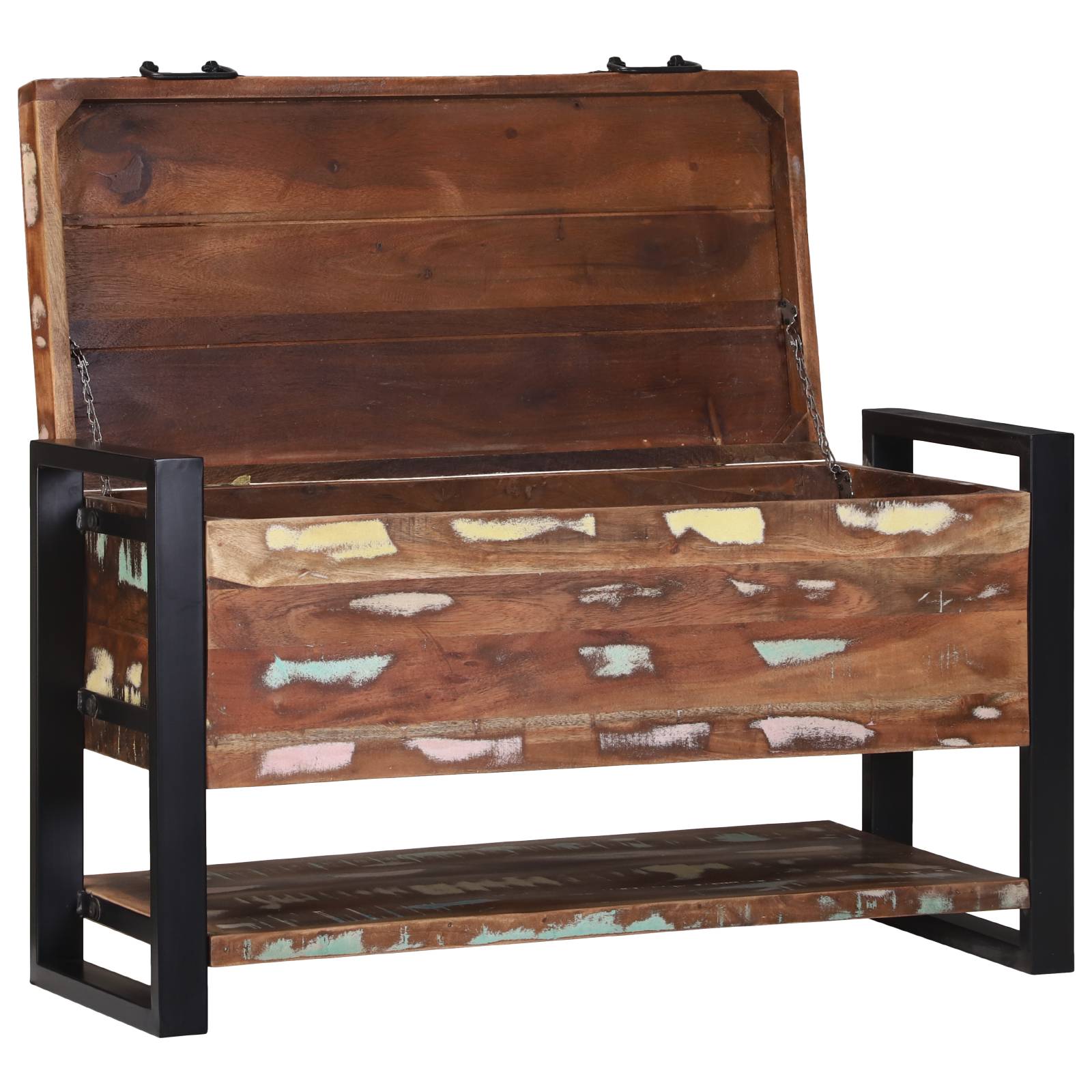 vidaXL Aufbewahrungsbox Mehrfarbig 80x35x45 cm Altholz Massiv